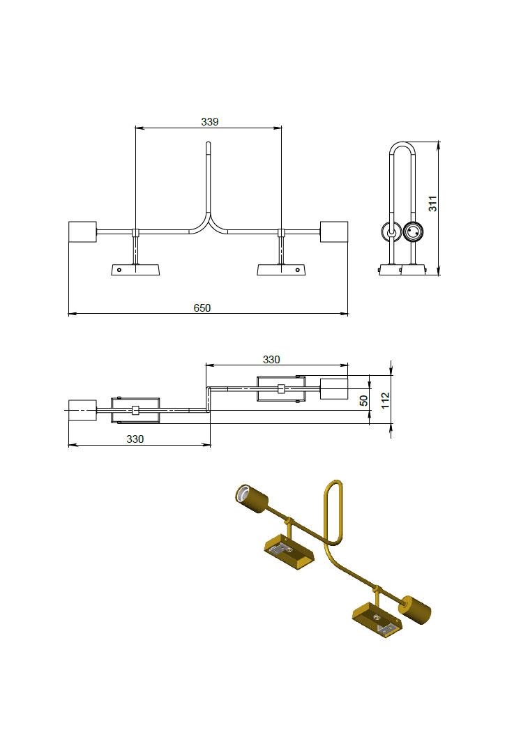 Brass sconce SKU. 26033 from Pikartlights 3d model