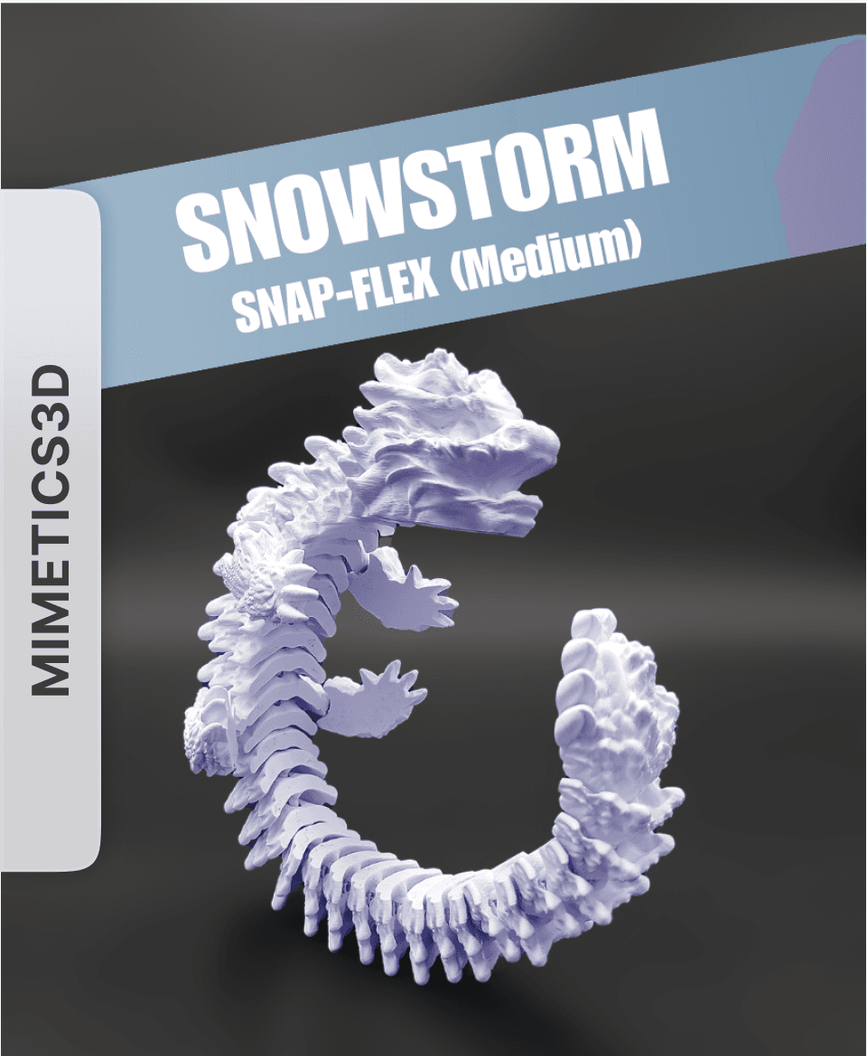  Snowstorm, Winter Dragon - Articulated Dragon Snap-Flex Fidget by Mimetics3D 3d model