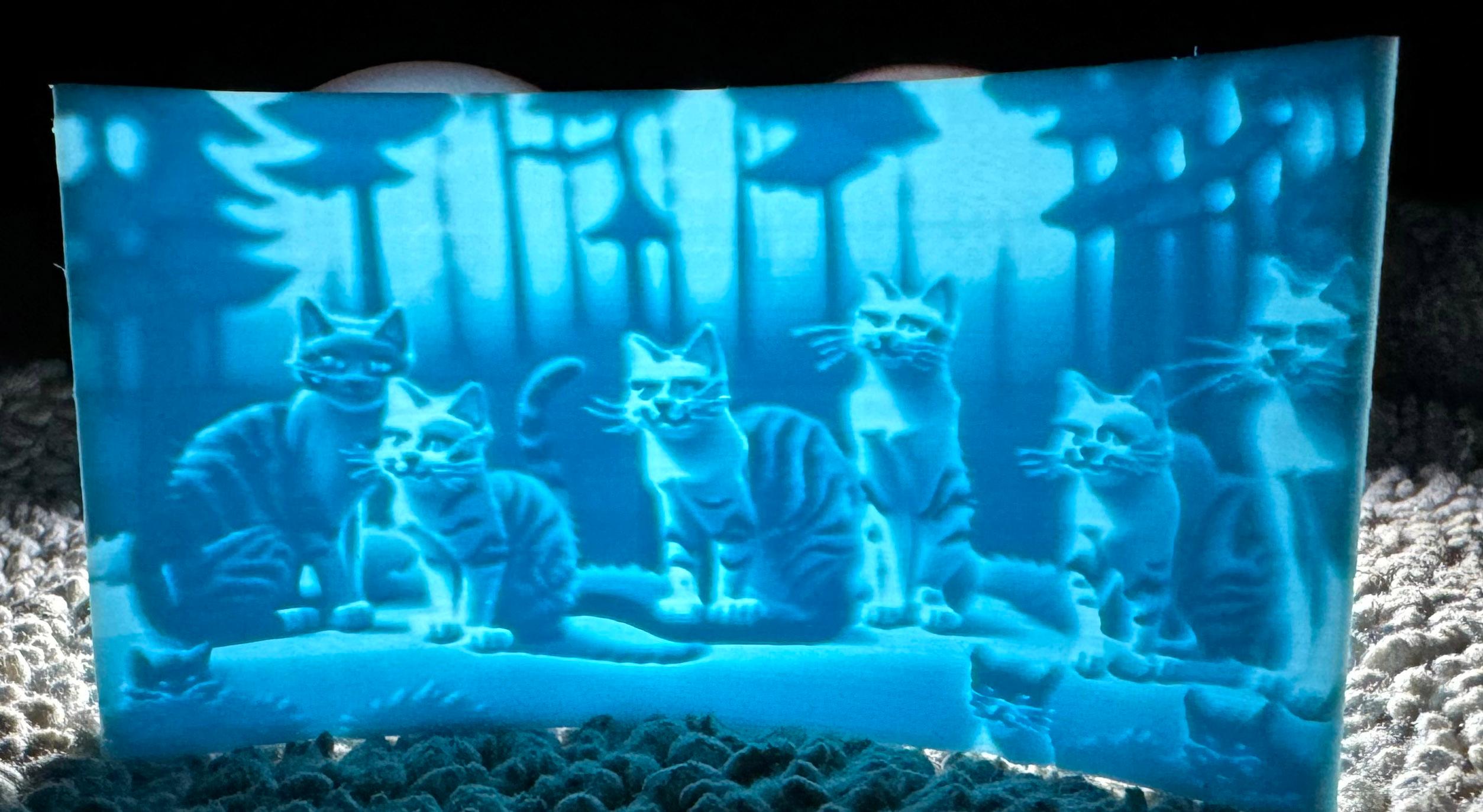 Lithophane of a Forest Cat Meeting 3d model