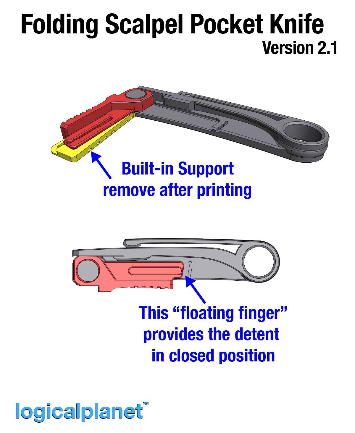 Folding Scalpel Pocket Knife v2.1 3d model