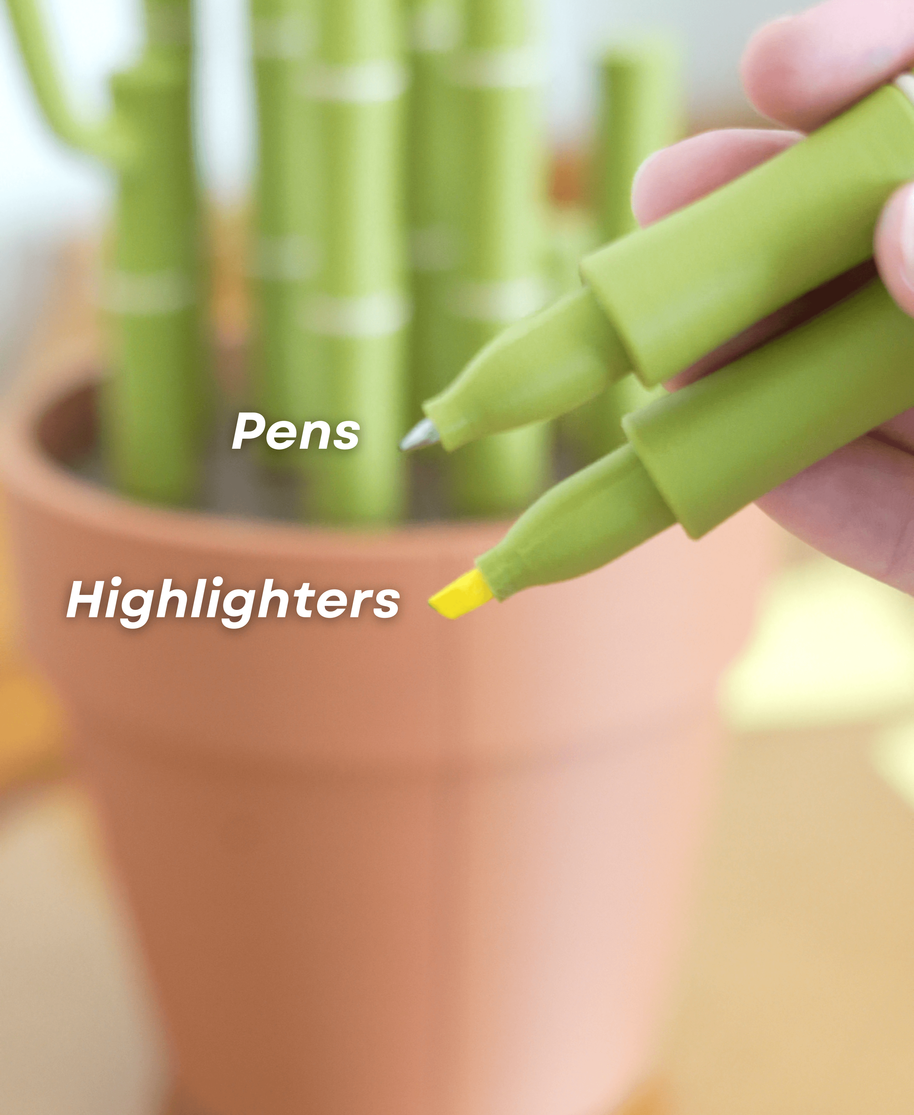 Bambookends - Bamboo Functional Plant with Pens, Highlighters, Post it note dispenser, and Bookmarks 3d model