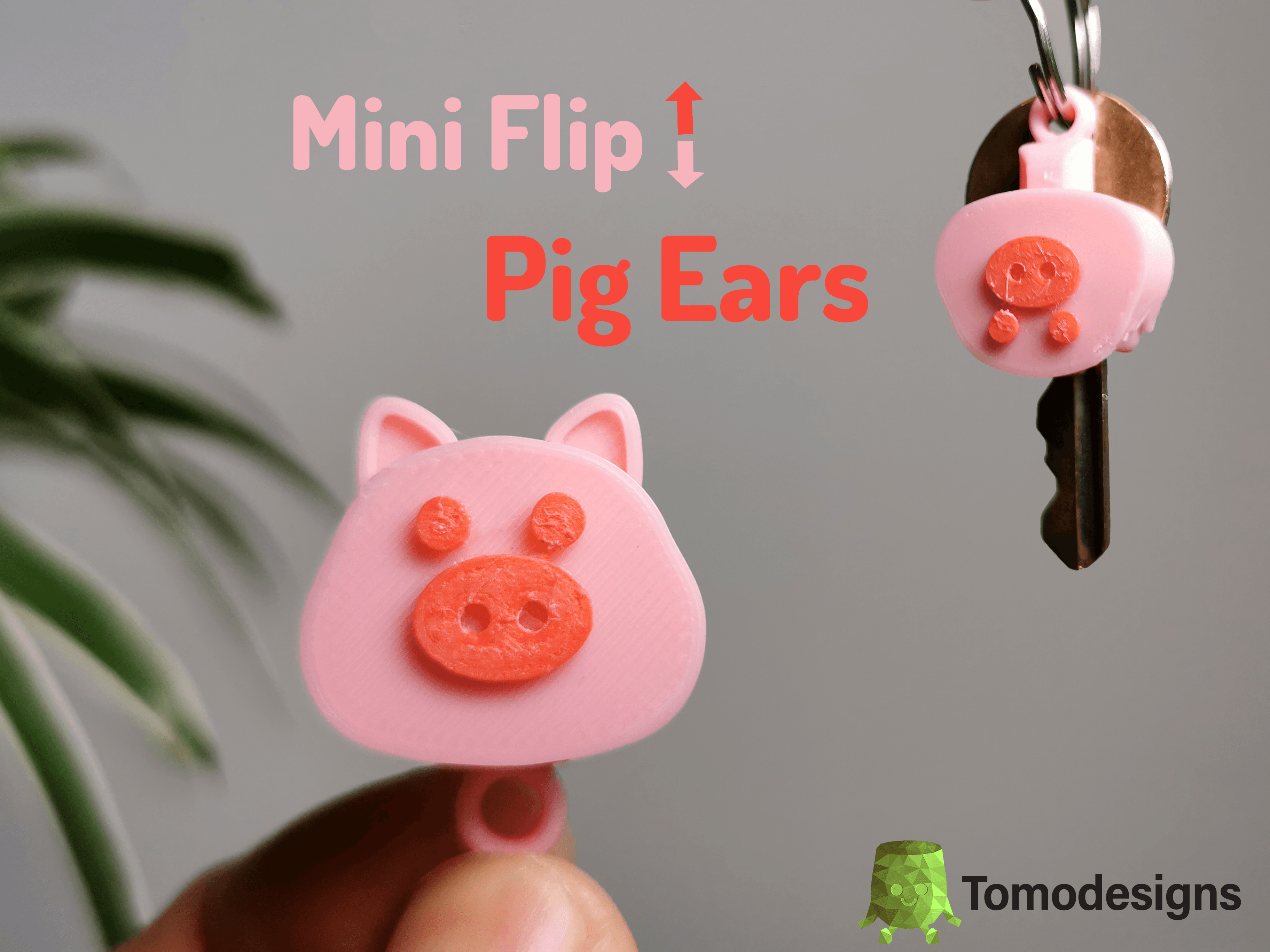 Mini Flip Pig Ears Keychain 3d model