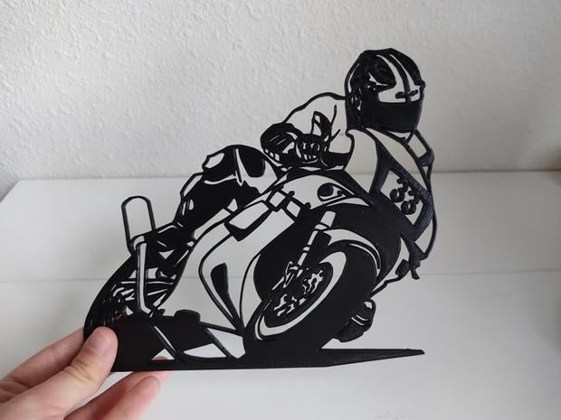 Silhouette of a Ducati and the rider created from a real photo. 3d model