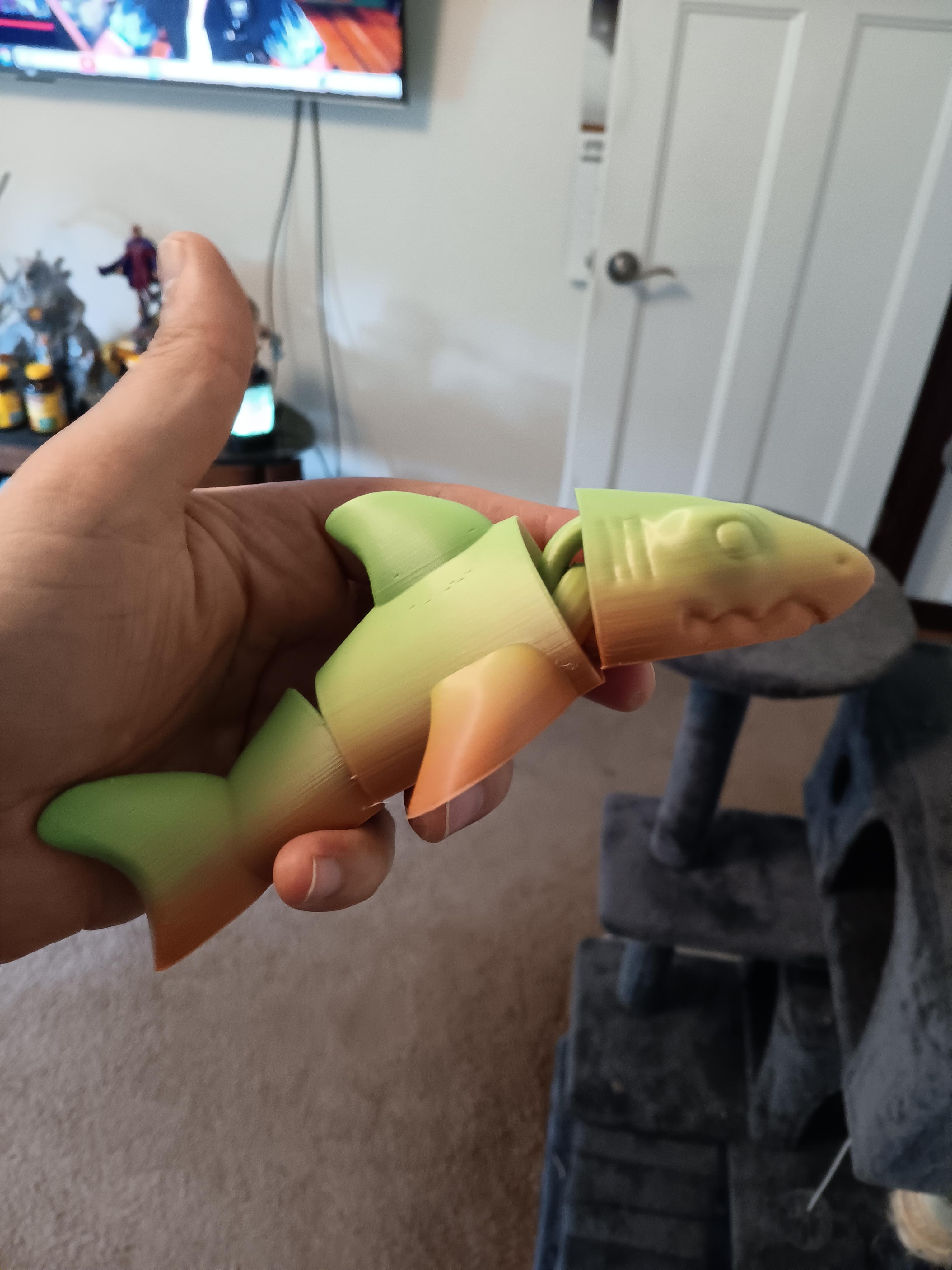 Flexi Shark fidget toy - articulated - print in place 3d model