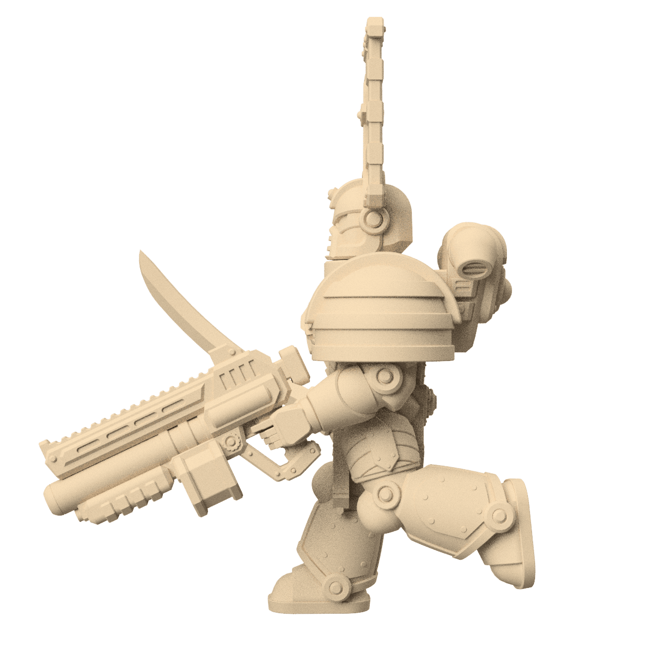 Modular 3D Printable Dune Raiser Leader Miniature for Wargaming - Customizable Tabletop Game Figure 3d model