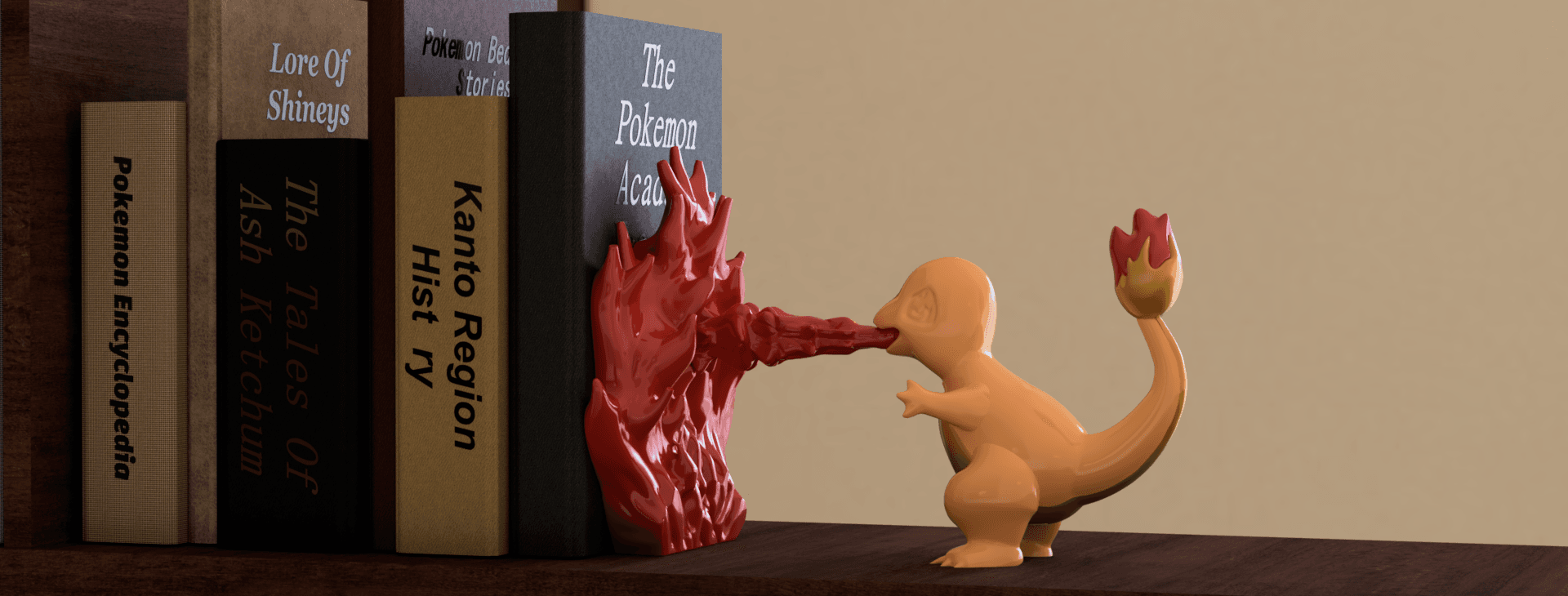 Charmander Bookend - Fiery 3D Print for Pokémon Lovers 3d model