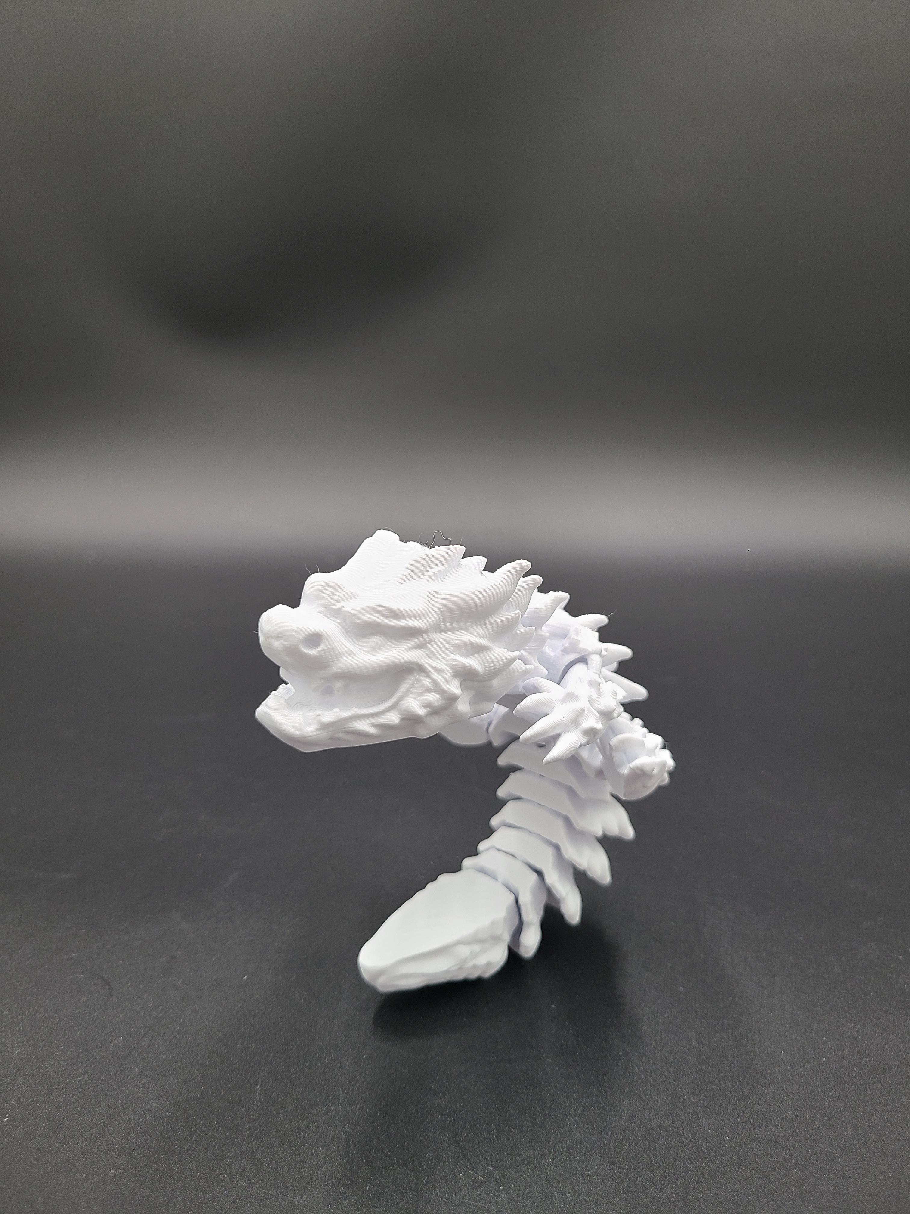 Snowfall, Winter Dragon Child - Articulated Dragon Snap-Flex Fidget (Medium Tightness Joints) 3d model