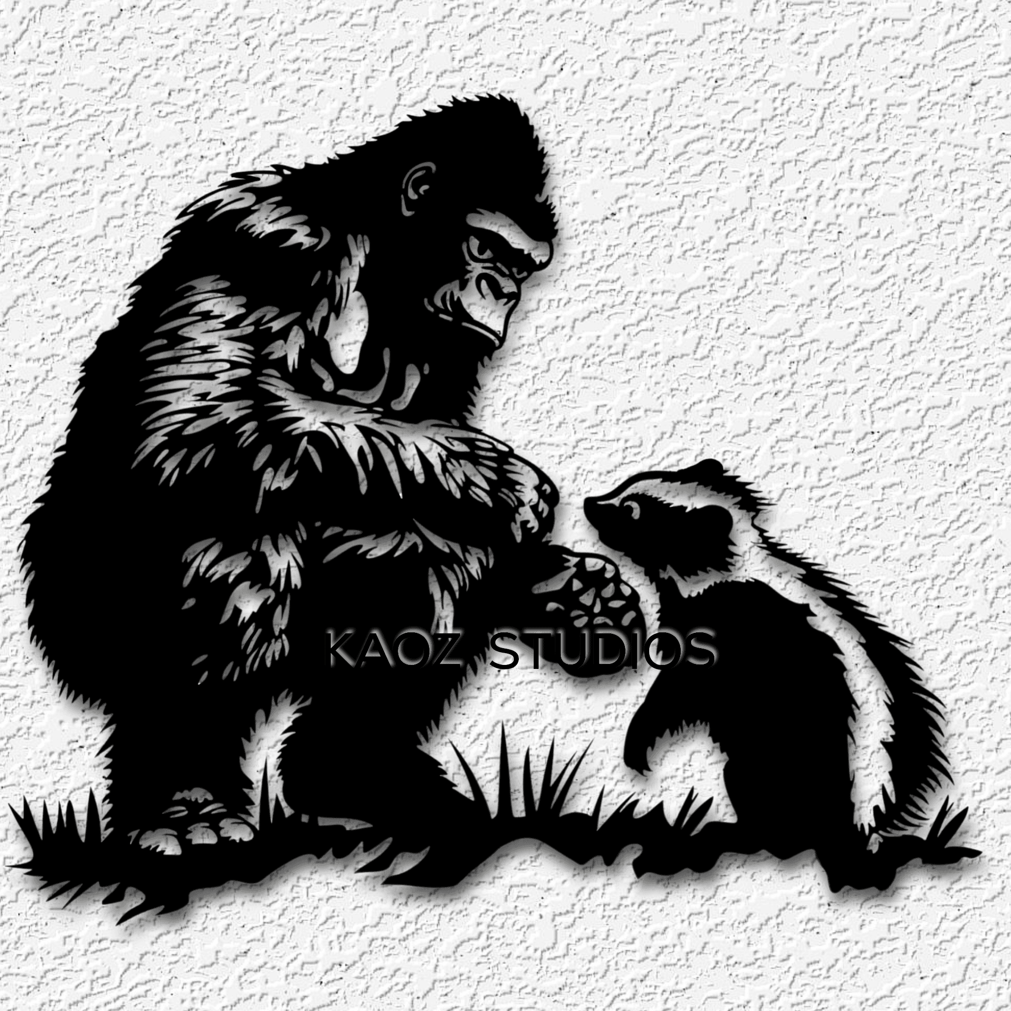 bigfoot and his pet wall art sasquatch skunk wall decor nature decoration 3d model