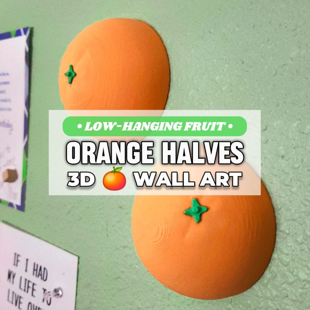 Pair of Decorative Orange Halves Pop-Out 3D Wall Art:: 'Low-Hanging Fruit' Collection 3d model