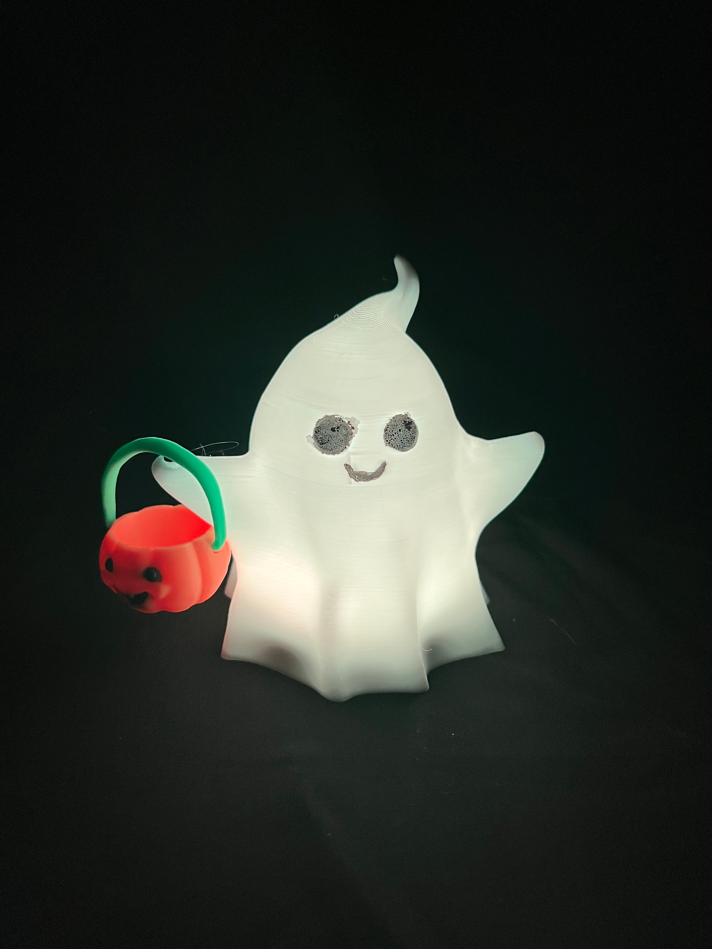 Halloween Ghost Holding a Pumpkin Basket 3d model