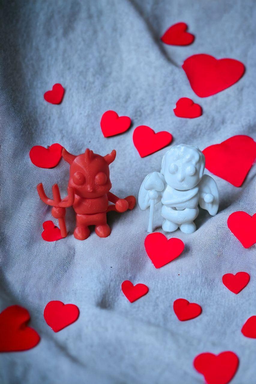 Valentines Cute Flexi Devil & Cupid 3d model