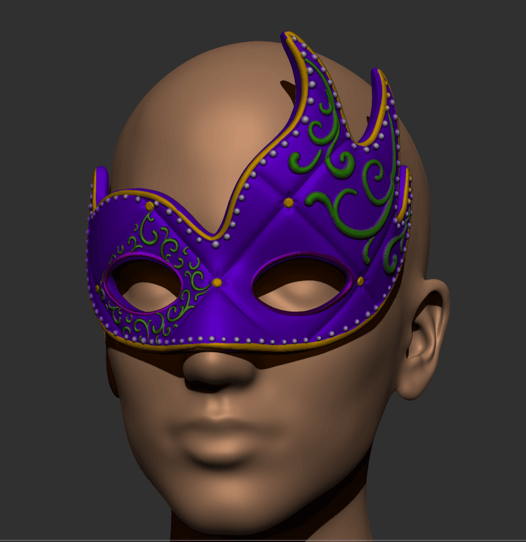 Mardi Gras Quilt Mask 3d model