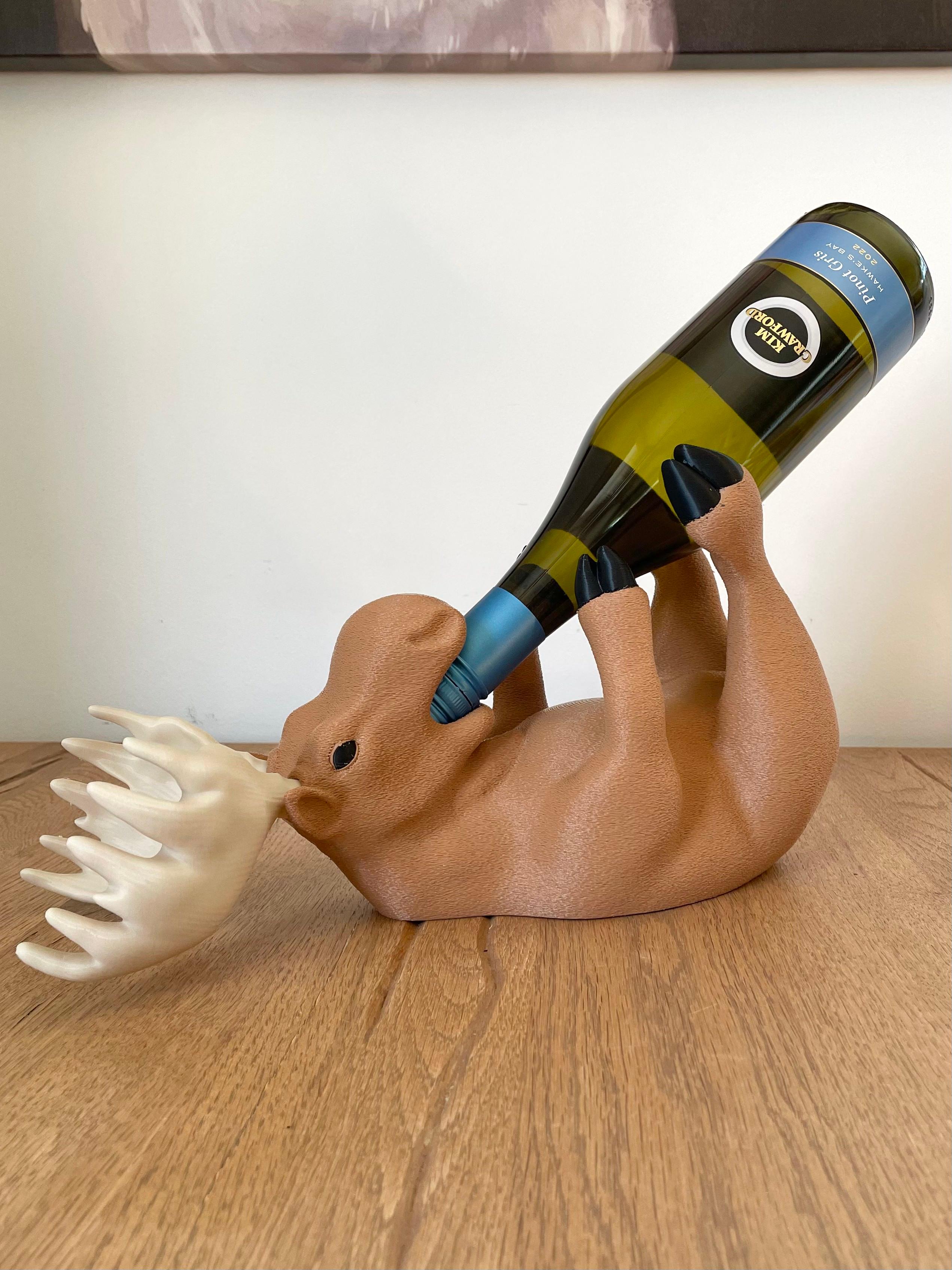 Moose Wine Bottle Holder / No Supports 3d model