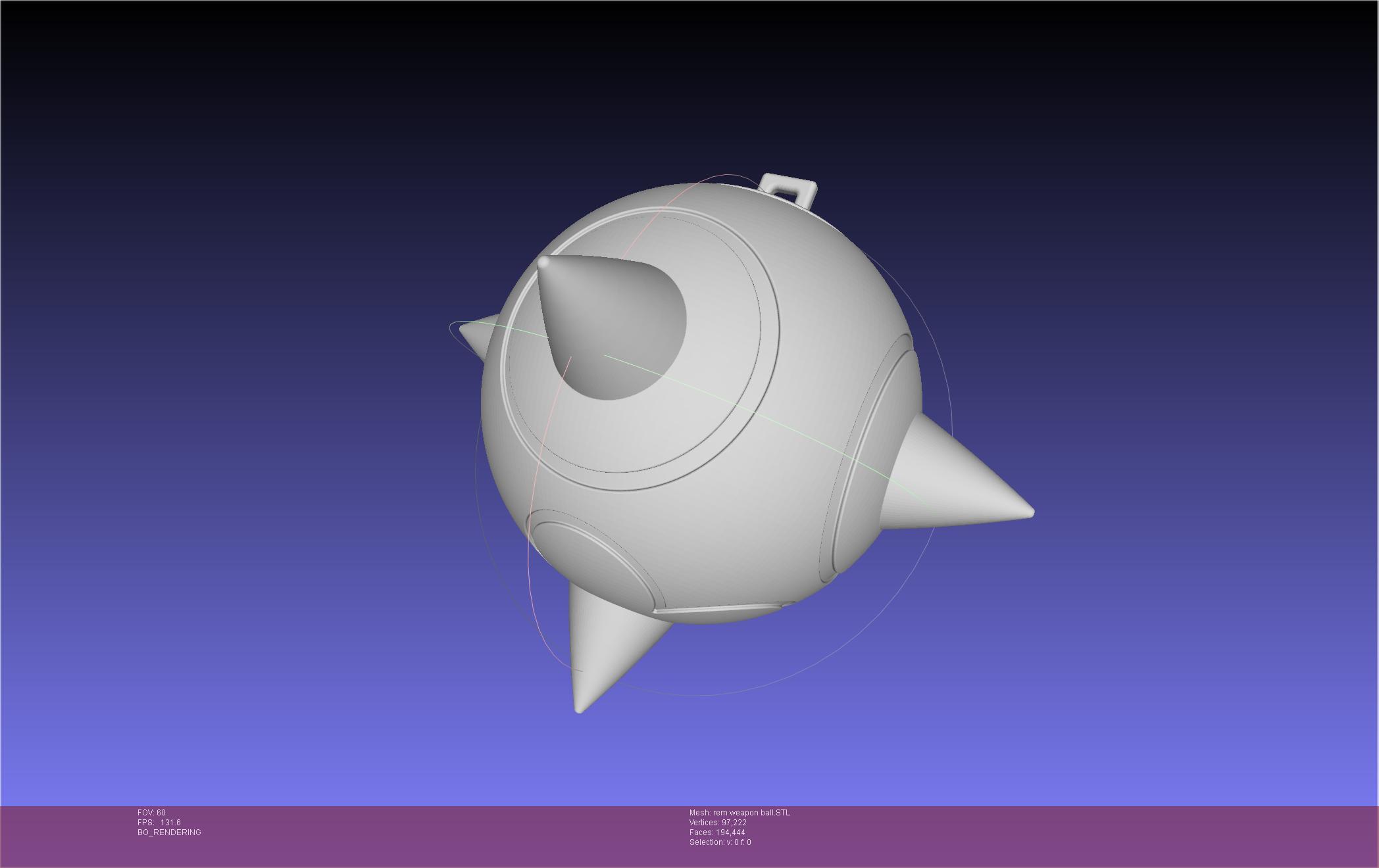 Re Zero Rem Weapon Ball And Handle 3d model