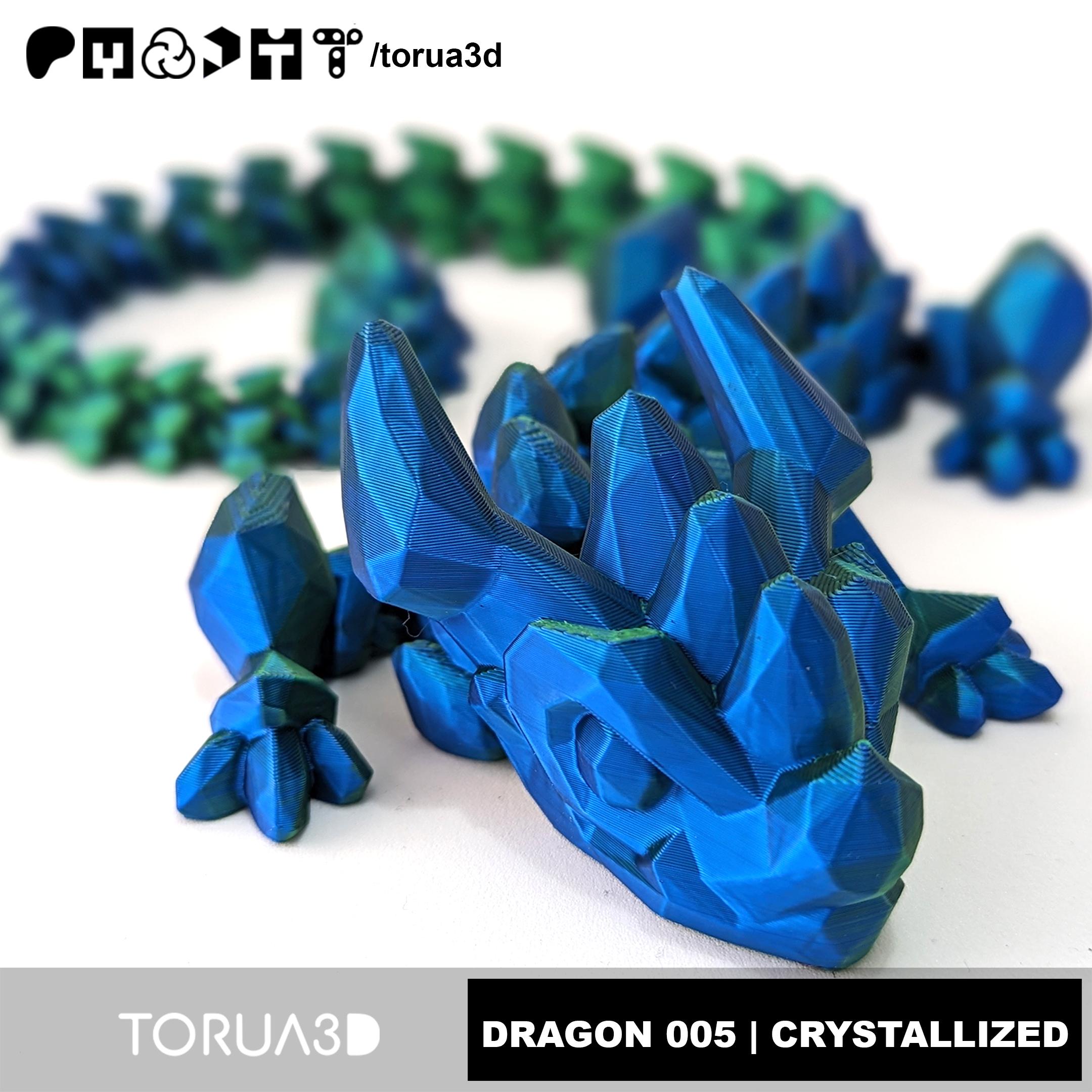 Articulated Dragon 005 - Crystallized - No supports - Print in place - STL 3d model