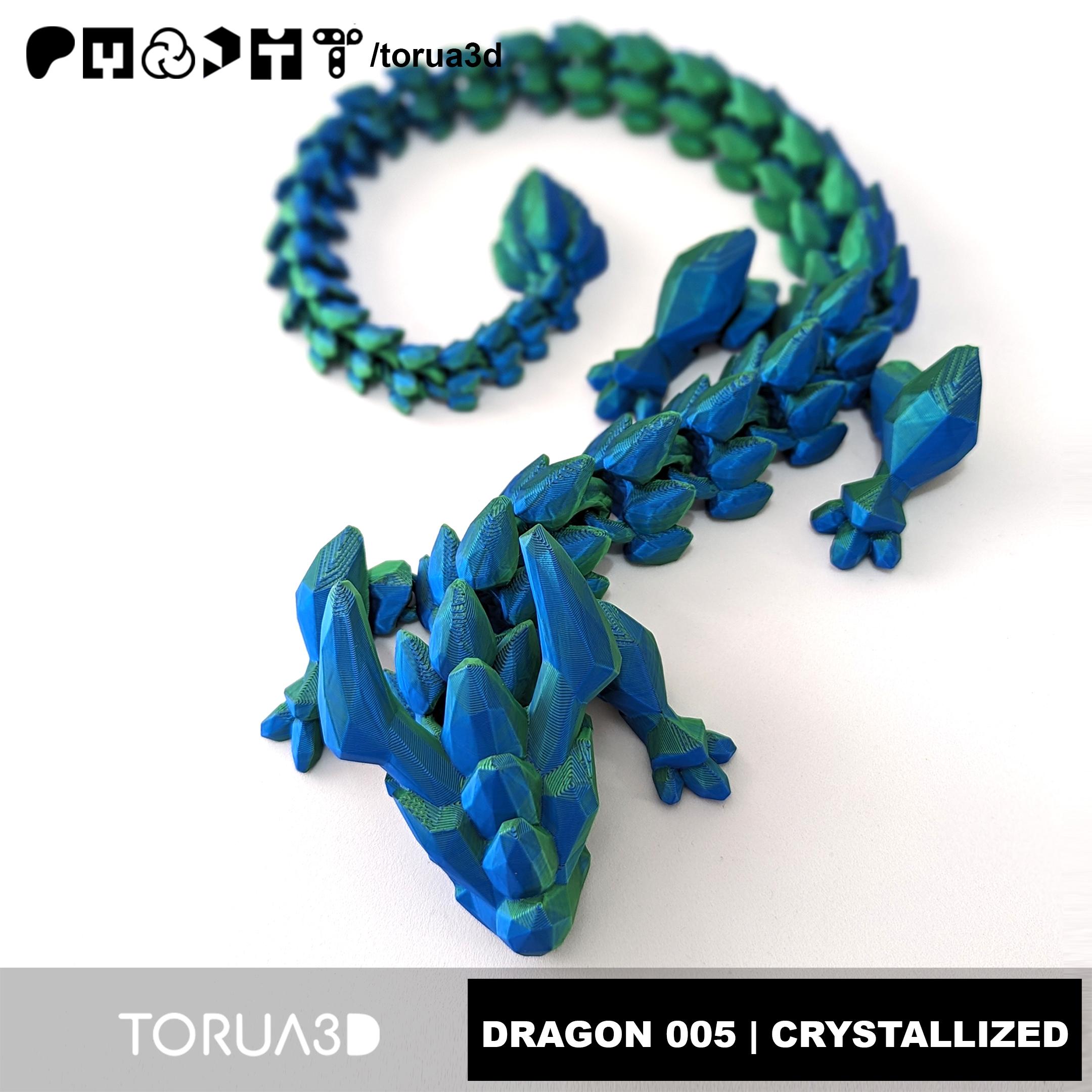 Articulated Dragon 005 - Crystallized - No supports - Print in place - STL 3d model