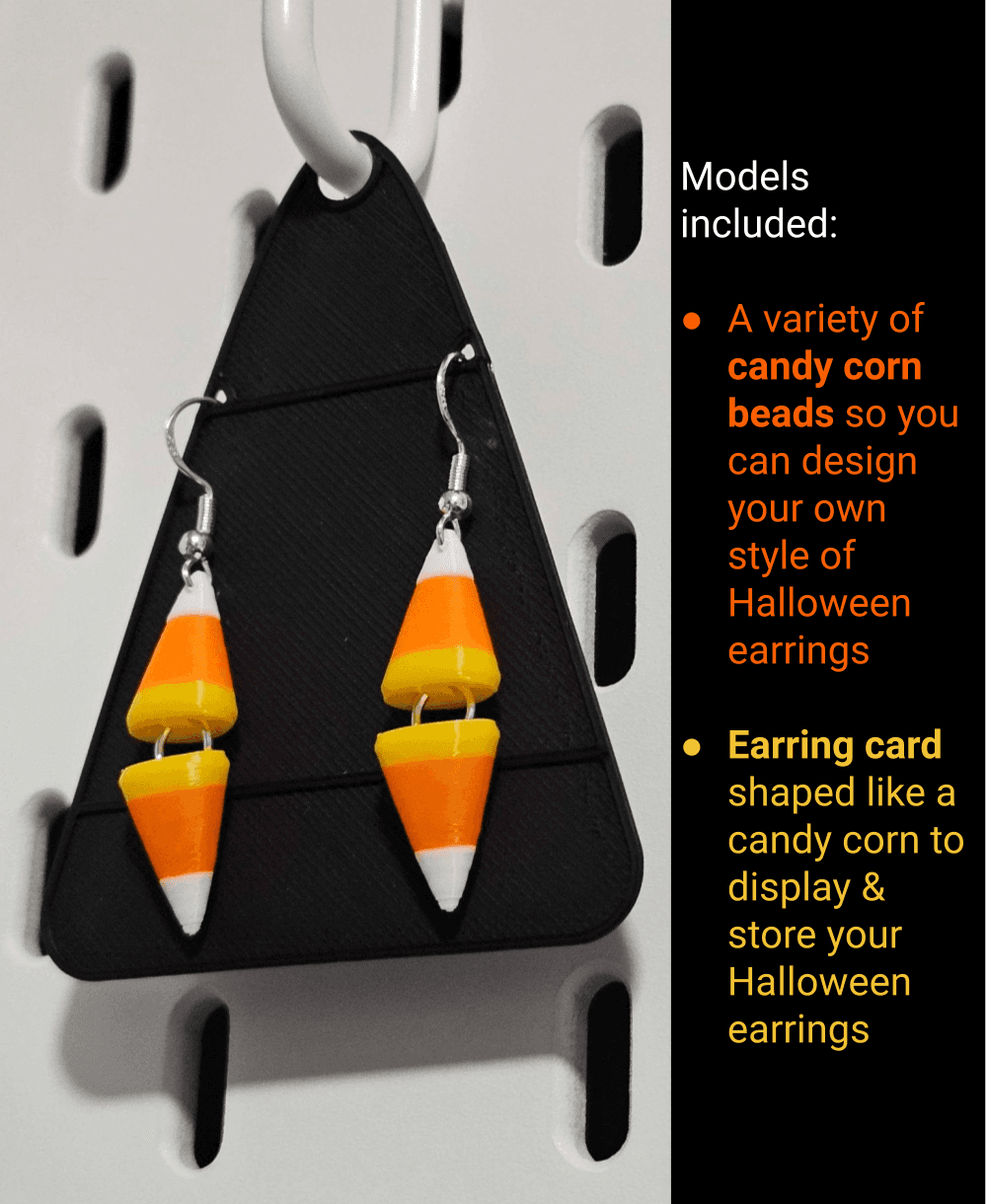 Candy Corn Earrings | Fun Size & Queen Size | Design your own Halloween earrings | HalloweenWearable 3d model