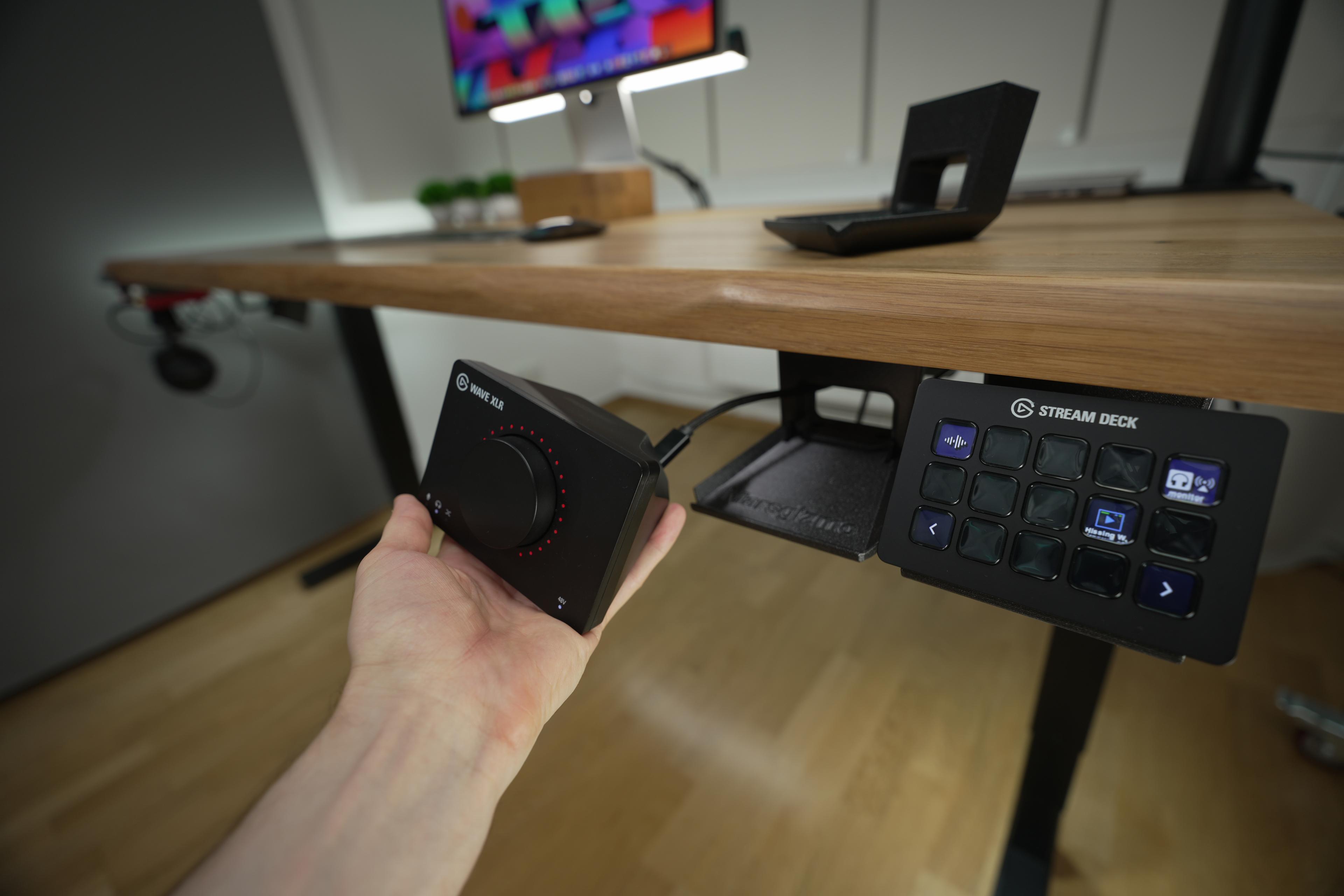 Marsgizmo - Elgato Stream Deck and Wave XLR - under Desk Holder 3d model