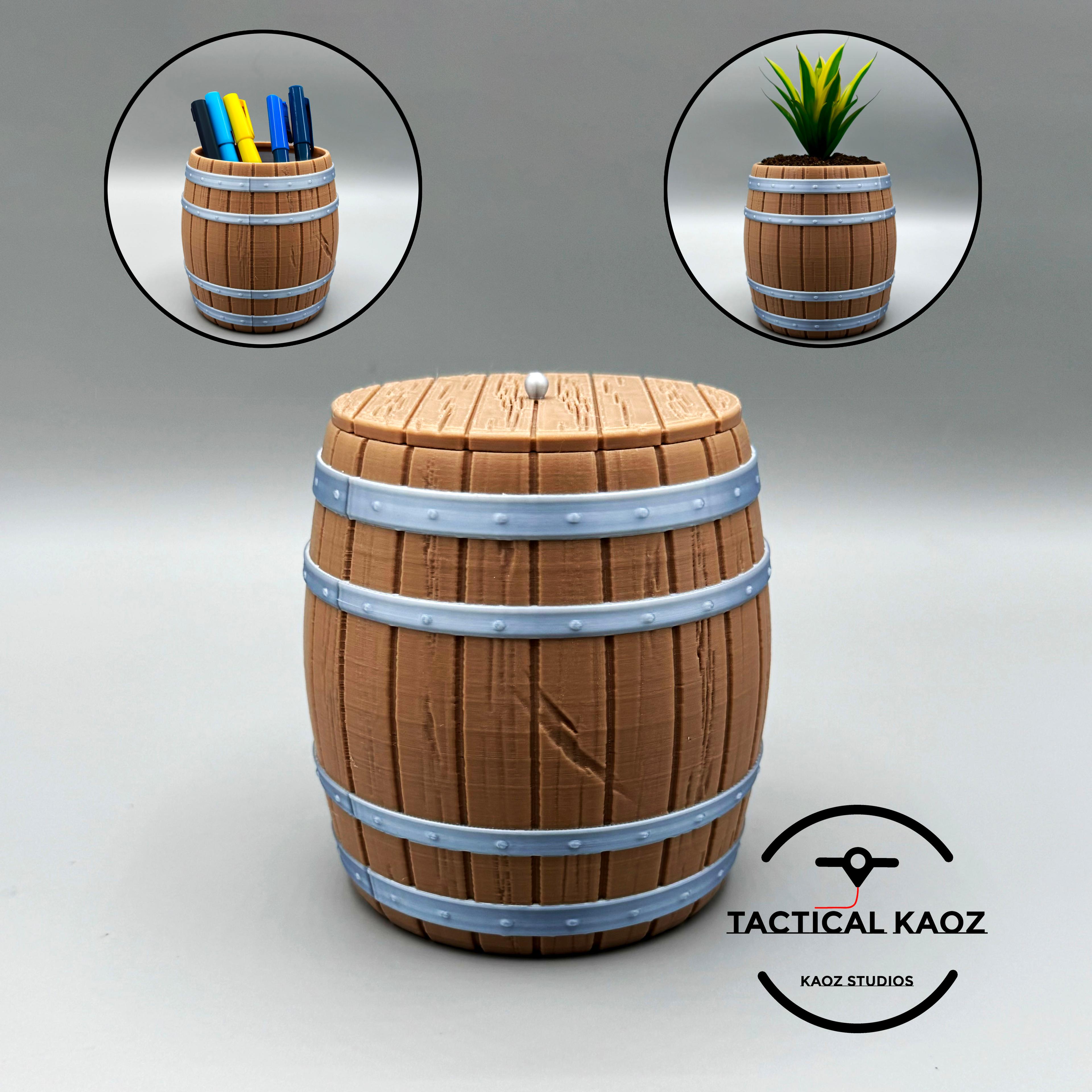 Wooden Barrel Multipurpose- Planter, Storage Container, Pen Holder  3d model