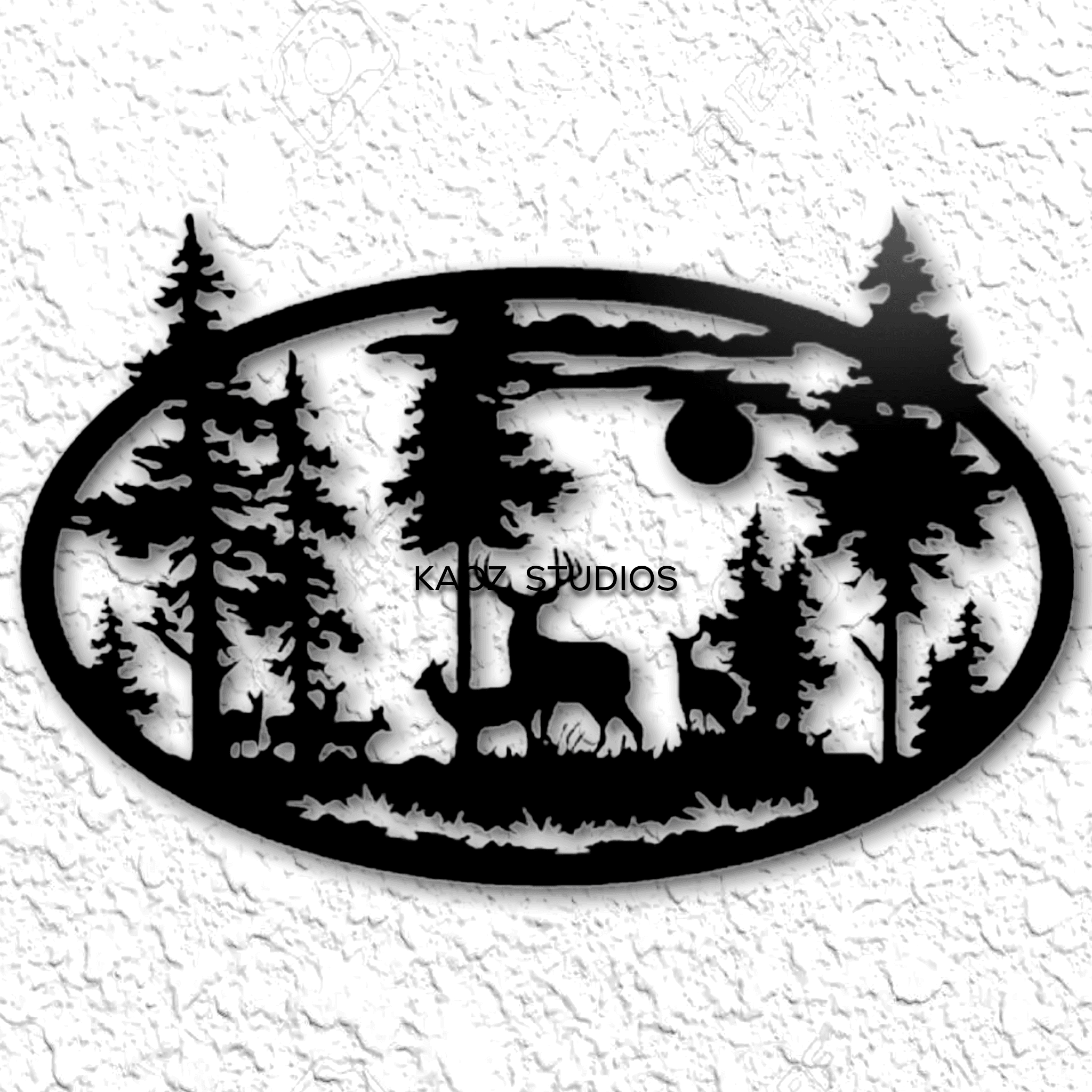 Deer in Forest wall art deer wall decor 2d mountain scene decoration 3d model