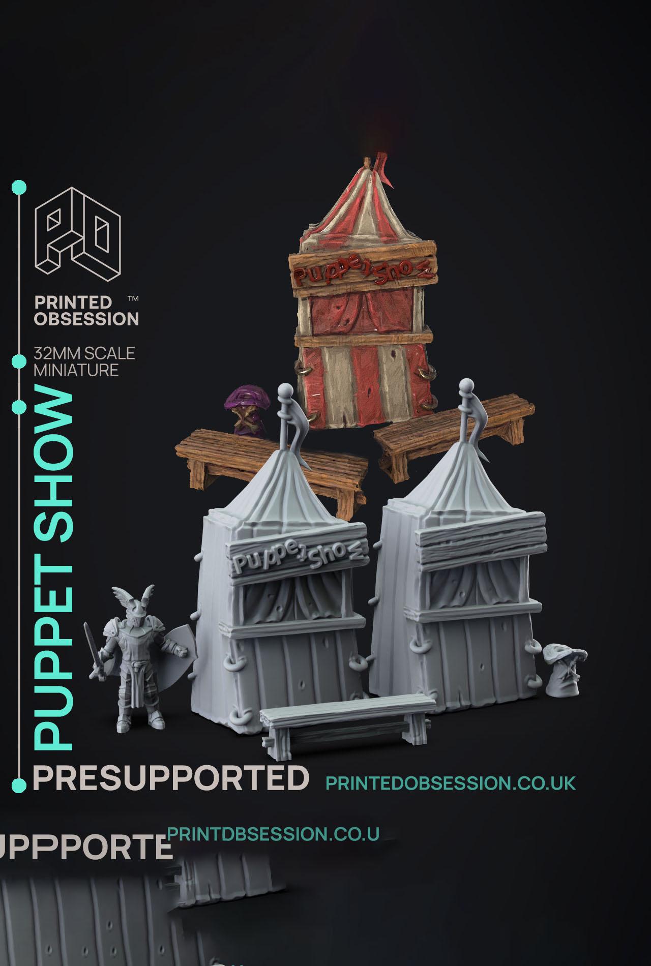 Scenery - Show tent - Puppet masters apprentice - PRESUPPORTED - Illustrated and Stats - 32mm scale	 3d model