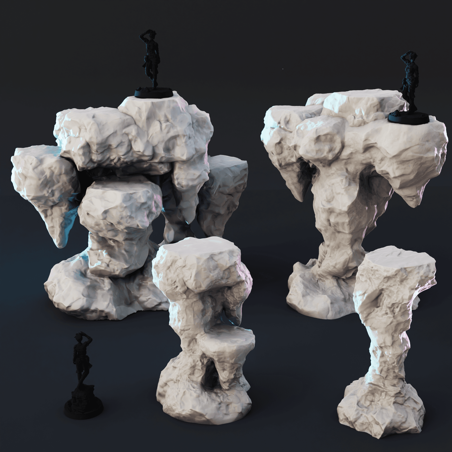 Multi-Level Rocky Column Set for High-Stakes RPG Battles 3d model