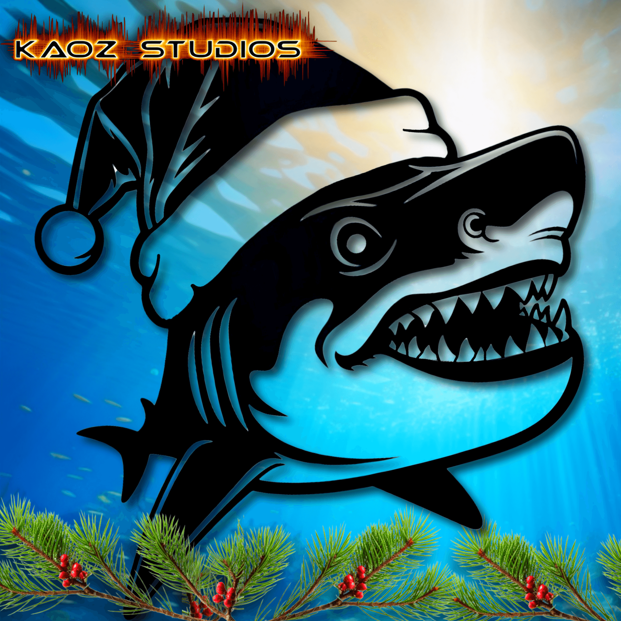 christmas shark wall art funny shark christams wall decor 3d model