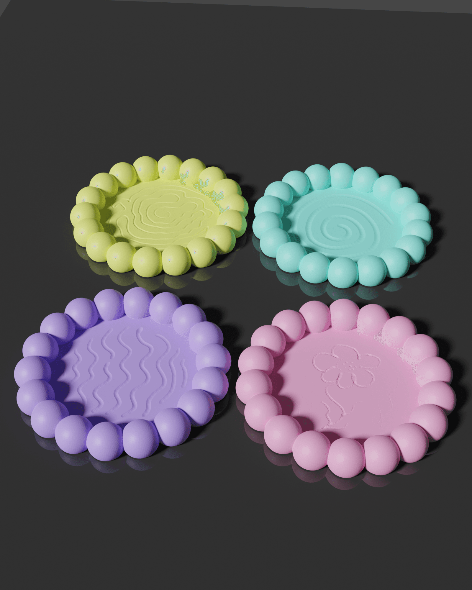 Bubble Trays / Coasters 3d model