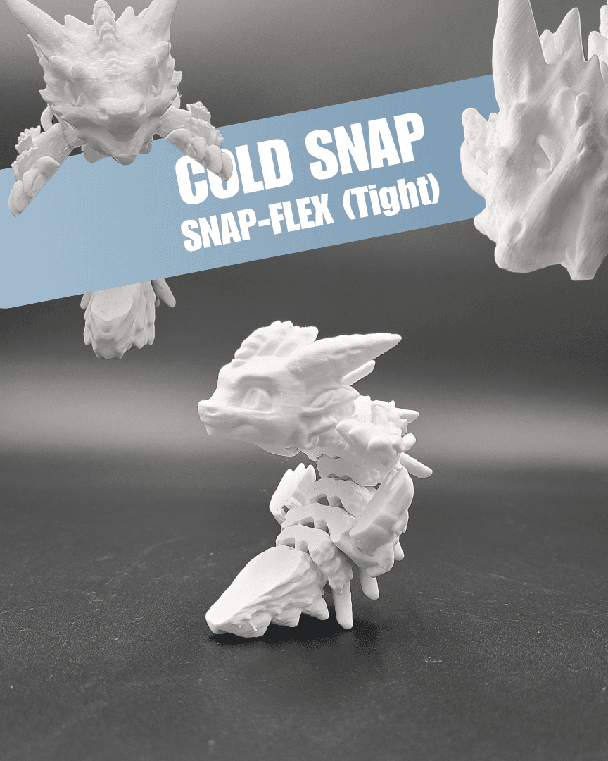 Cold Snap, Winter Dragon Child - Articulated Snap-Flex Fidget (Tight Joints) 3d model