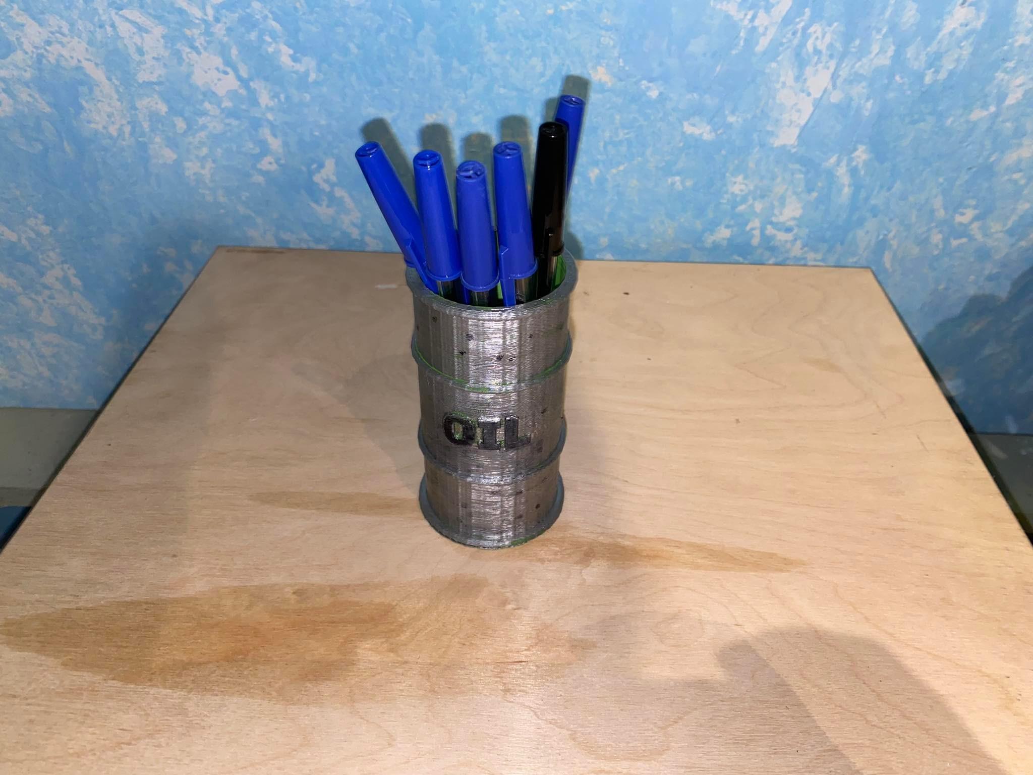 Oil Barrel Pen Holder 3d model