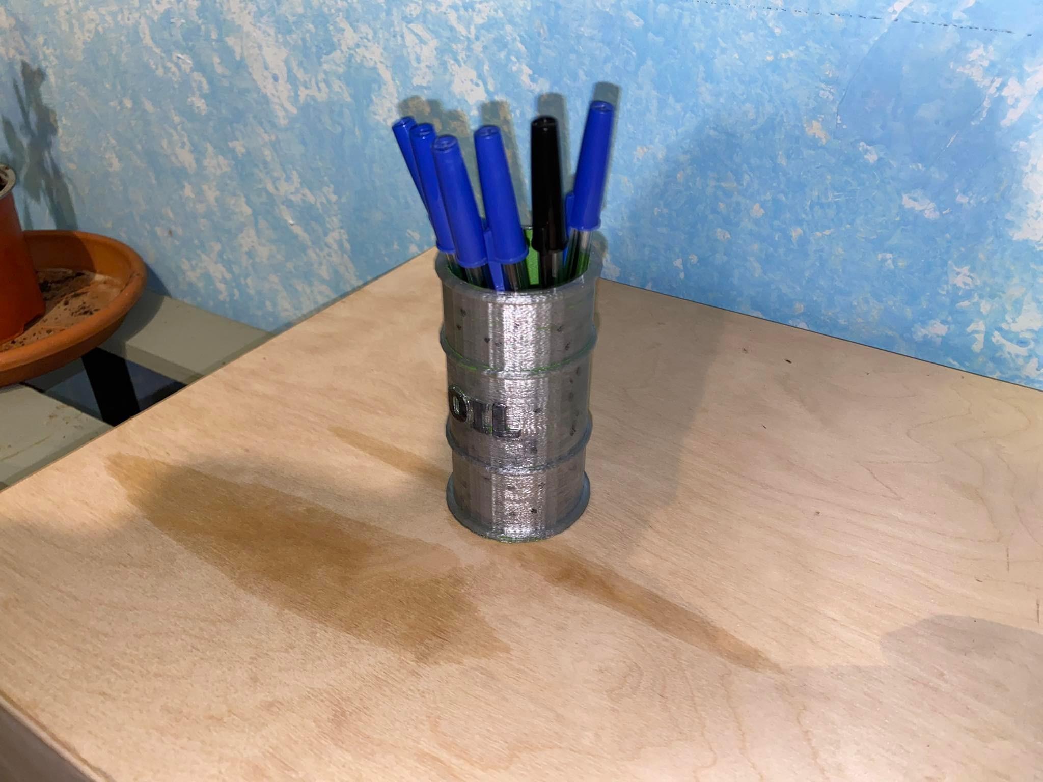 Oil Barrel Pen Holder 3d model