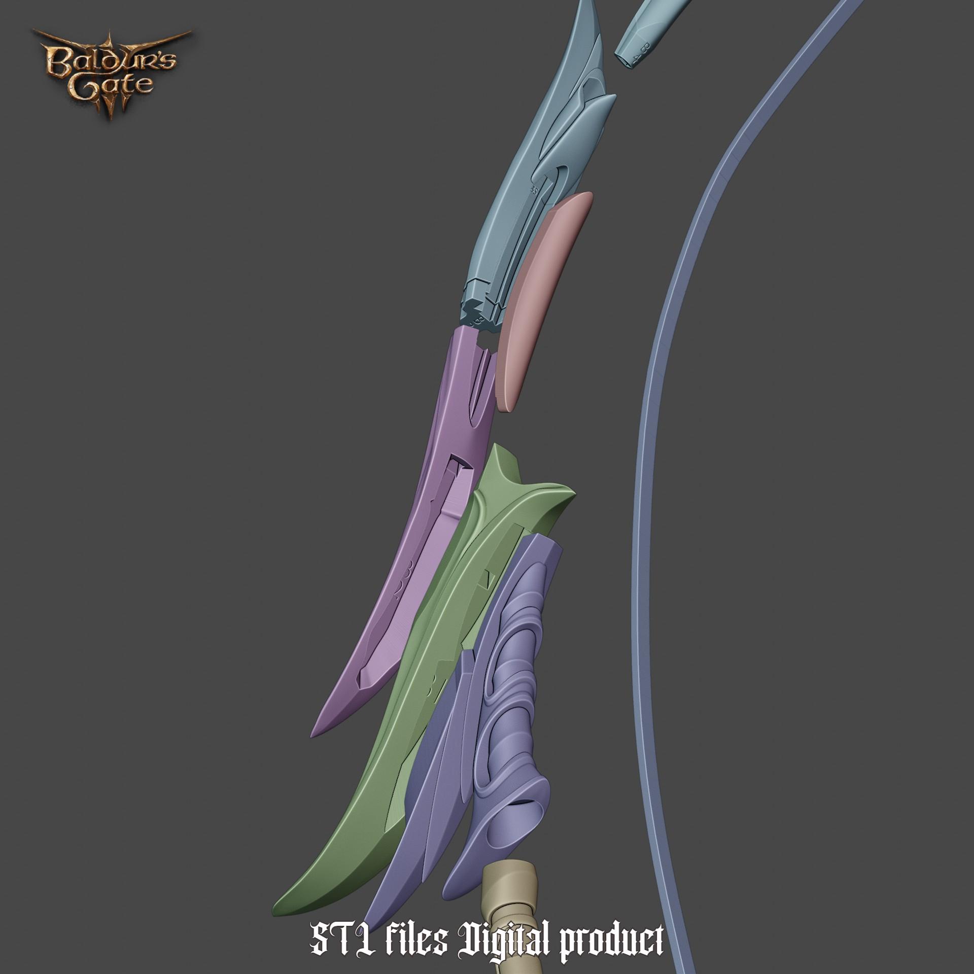 Gontr Mael Legendary Longbow from Baldurs Gate 3 3d model