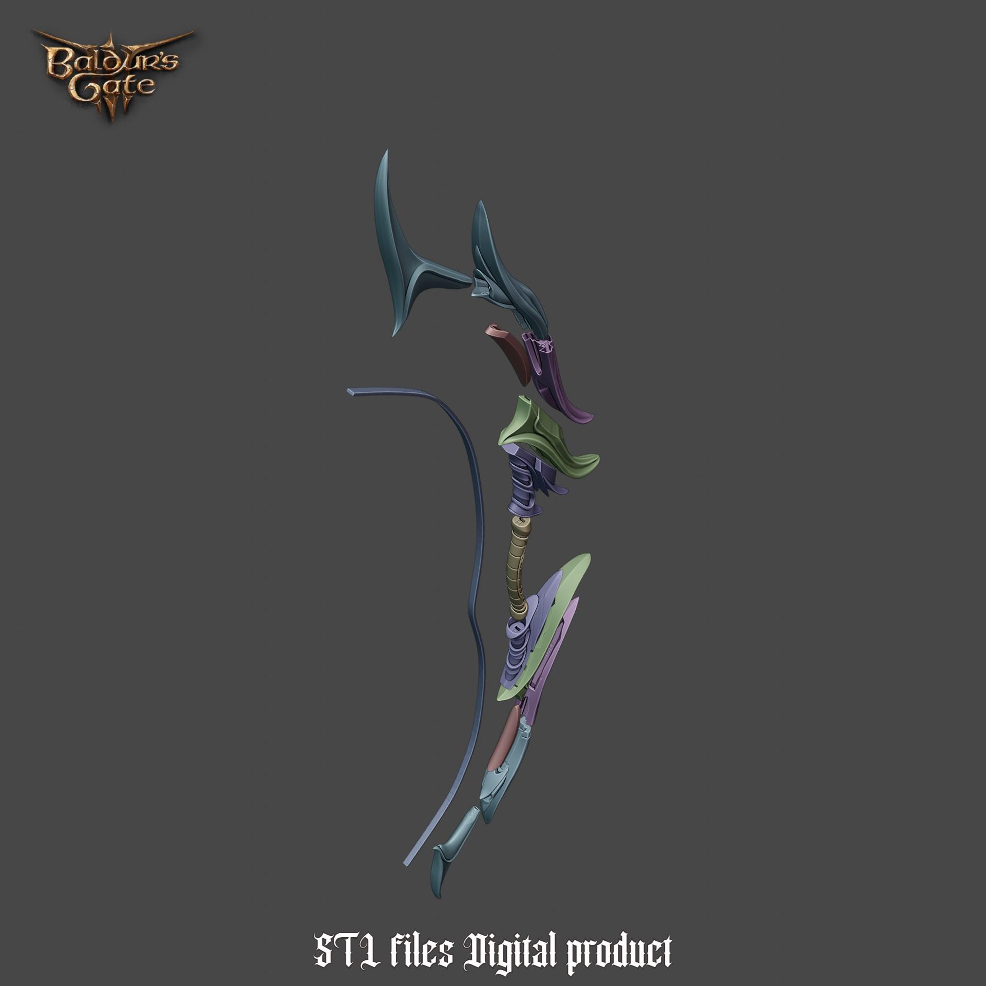 Gontr Mael Legendary Longbow from Baldurs Gate 3 3d model