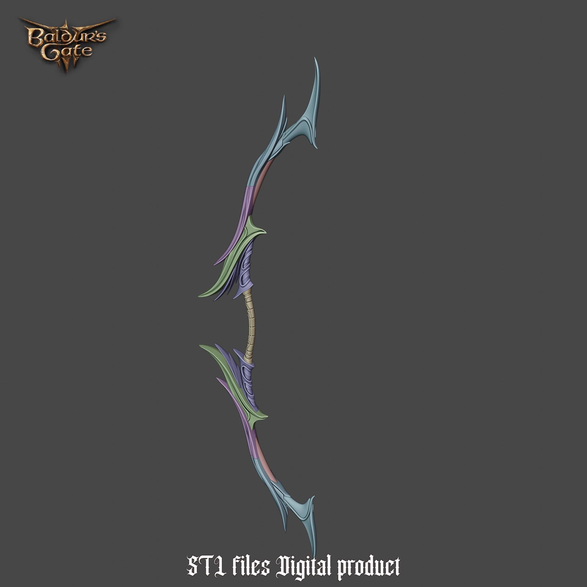 Gontr Mael Legendary Longbow from Baldurs Gate 3 3d model