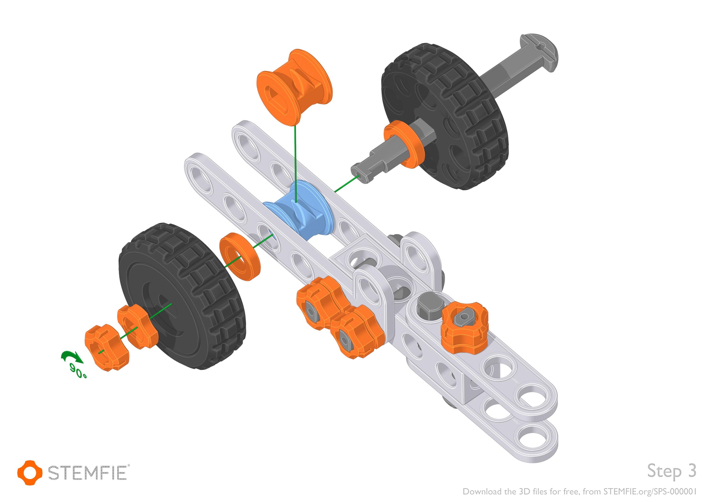 STEMFIE Rubber-band-driven Car (SPS-000001) Assembly 3d model