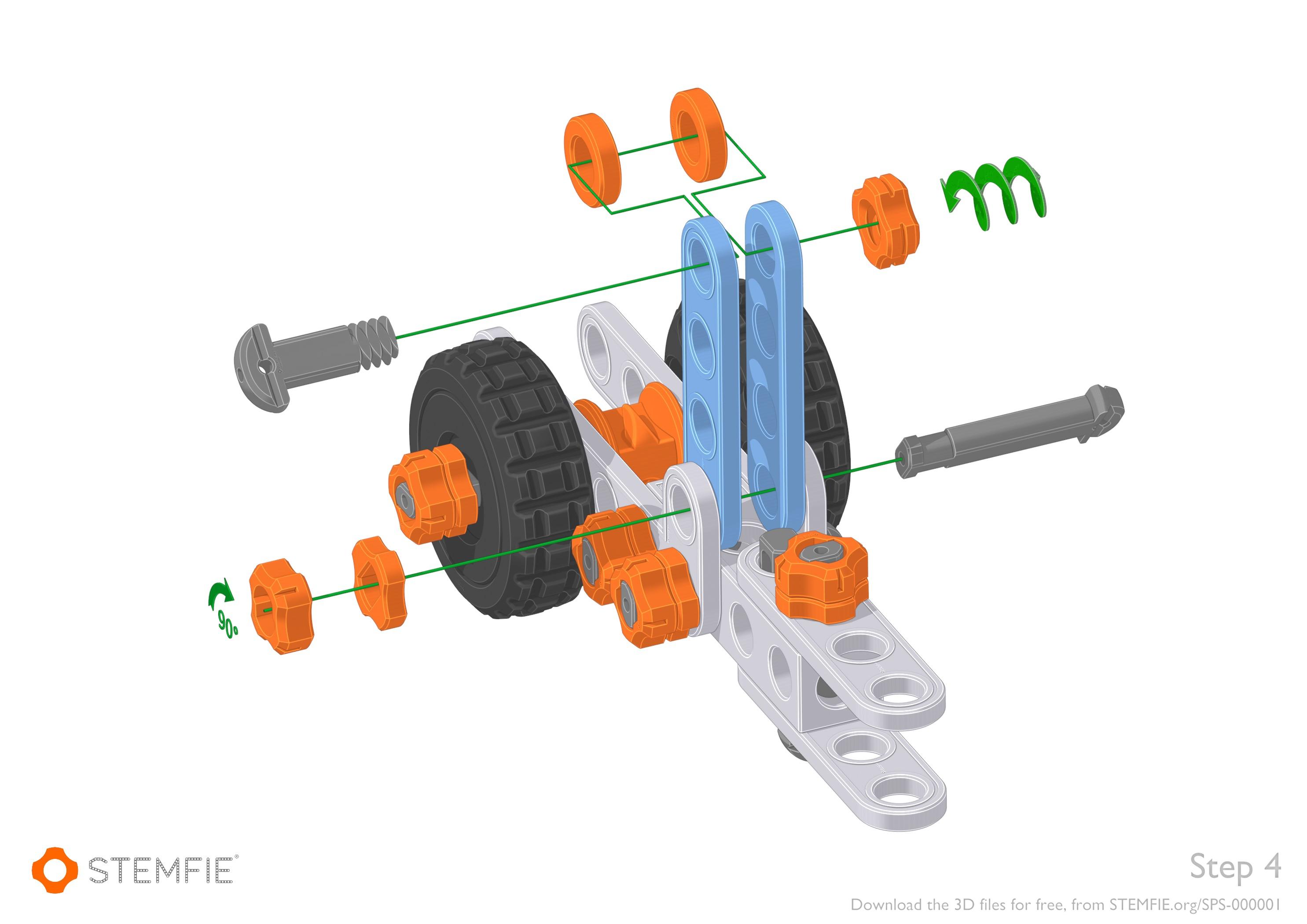 STEMFIE Rubber-band-driven Car (SPS-000001) Assembly 3d model