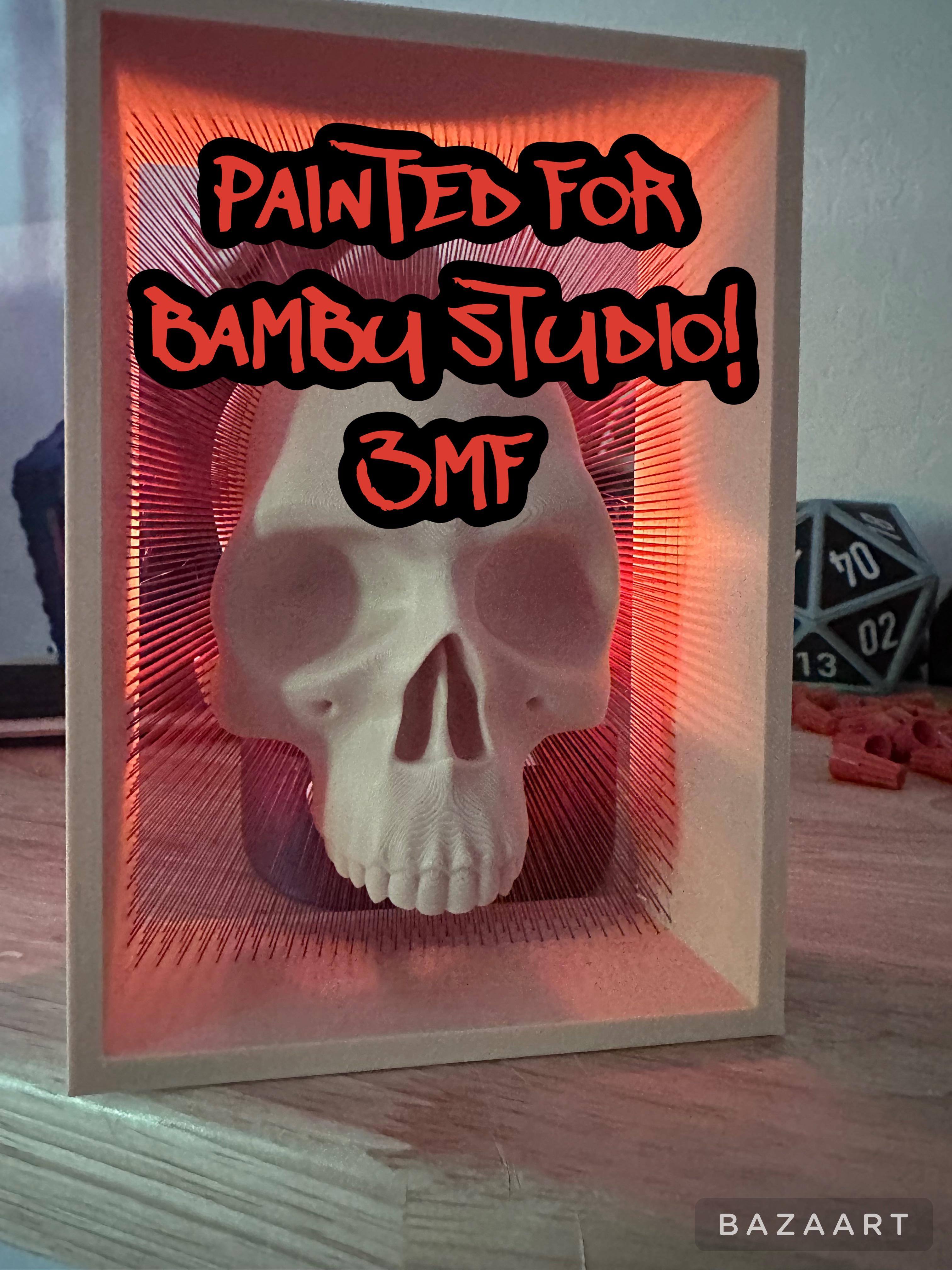 SPOOKY SKULL SHADOW BOX - STRING MODEL PAINTED FOR BAMBULAB MMU 3d model