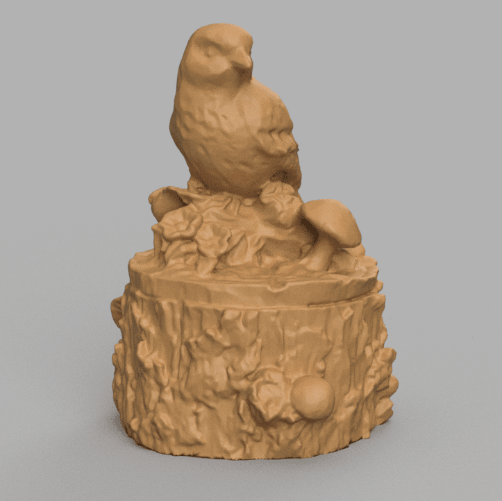 Bird on wood 3d model