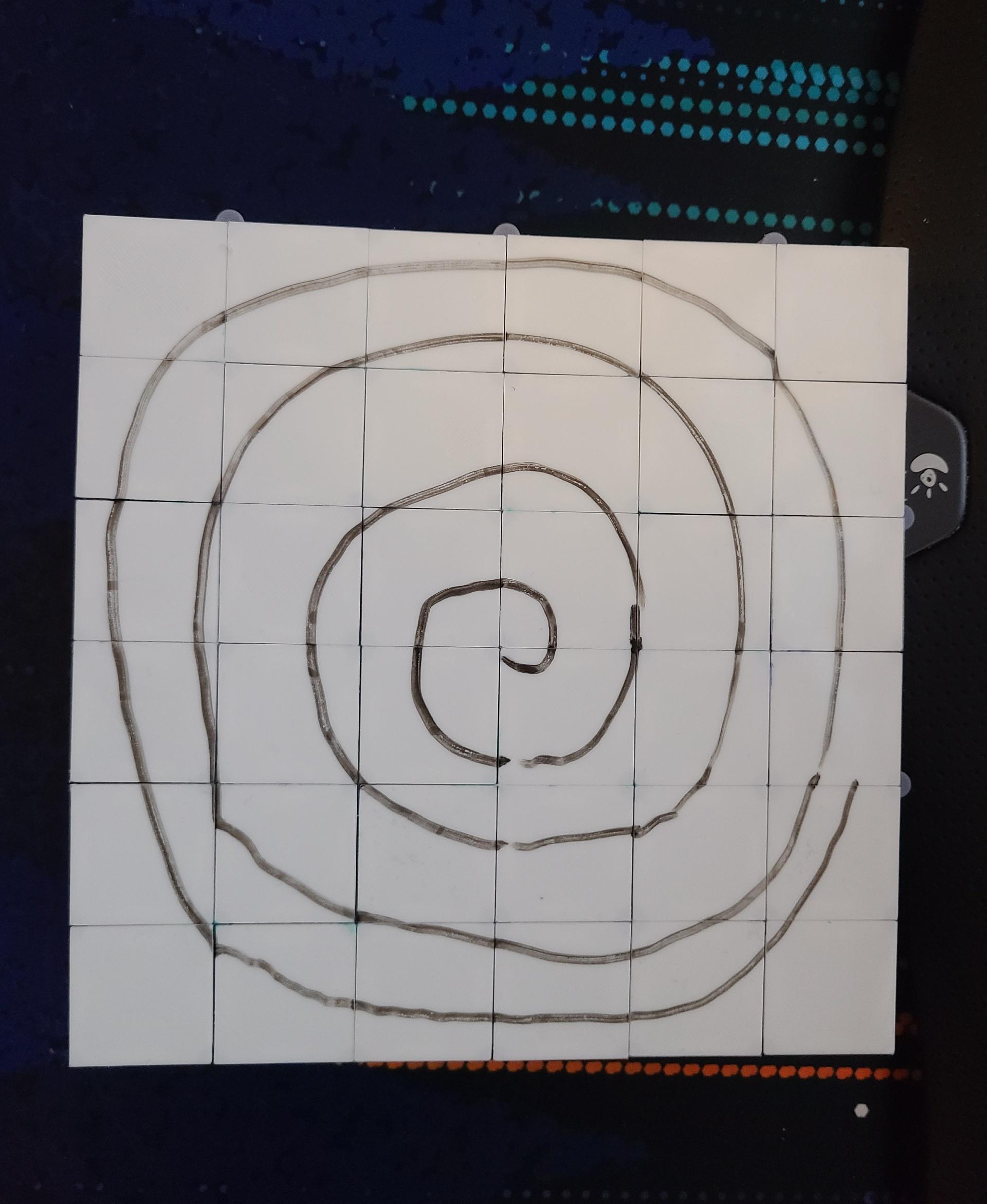 Auxetic Tile // 30mm Diagonal Split - Spiral Closed Position 1 - 3d model