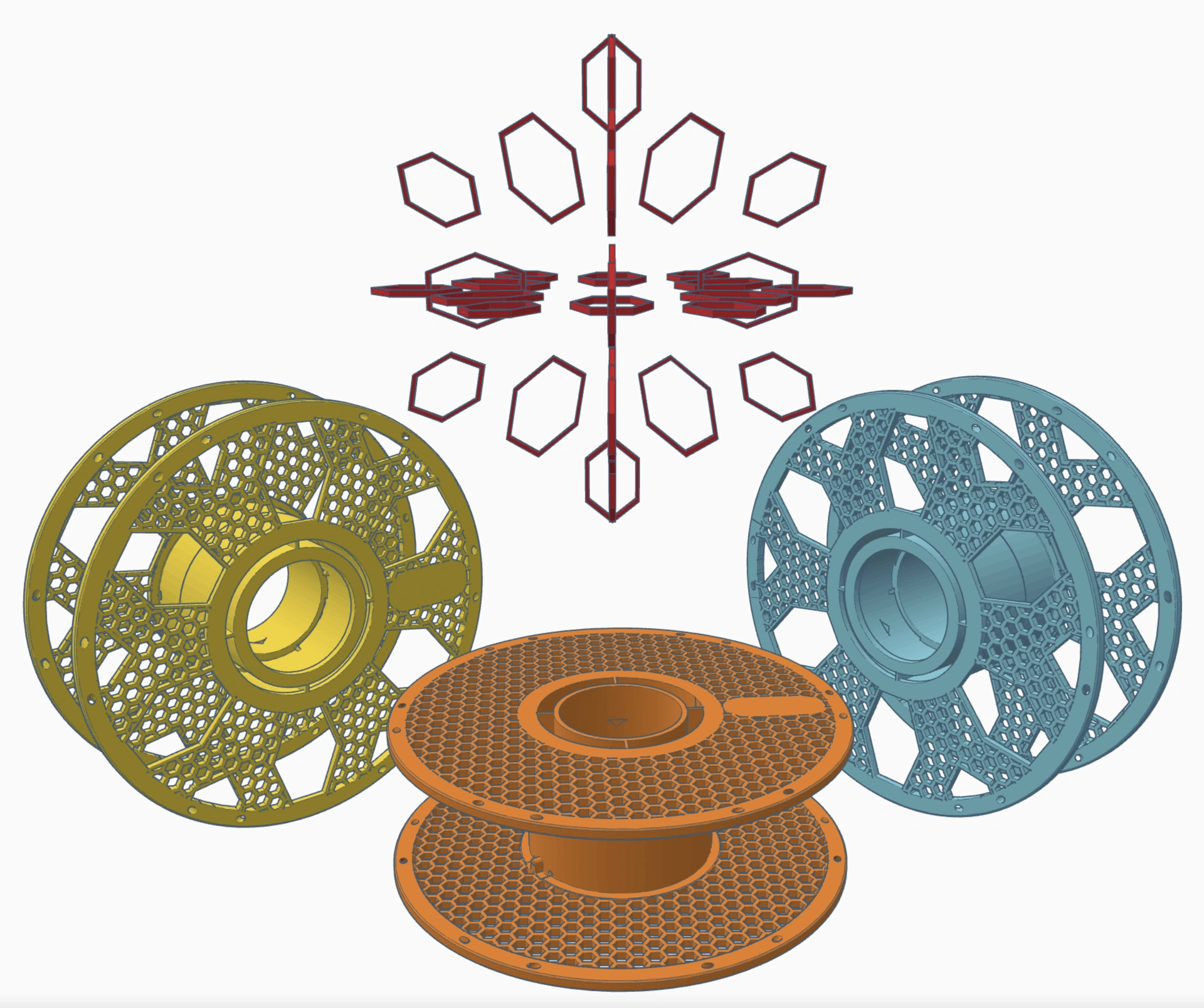 Bambu Lab Filament Spool - Hex Snowflake 3d model