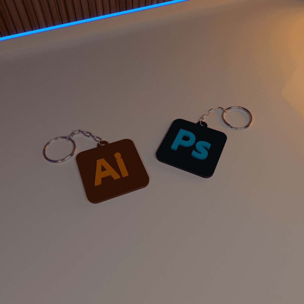 PHOTOSHOP AND ILLUSTRATOR - KEYCHAIN 3d model