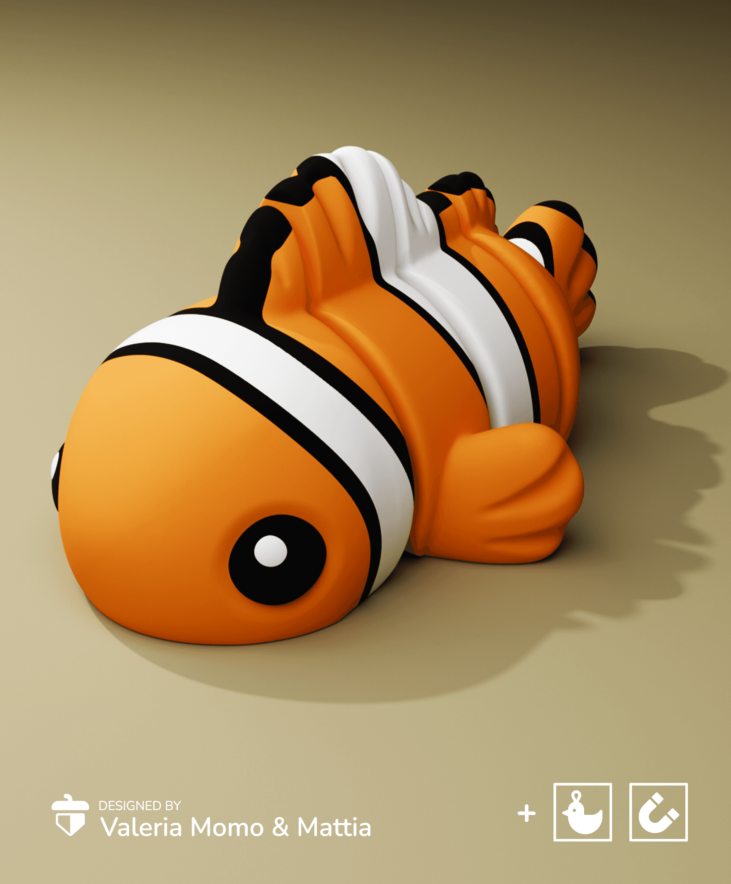 Cute Flexi Clownfish Nemo (Toy and Keychain) 3d model