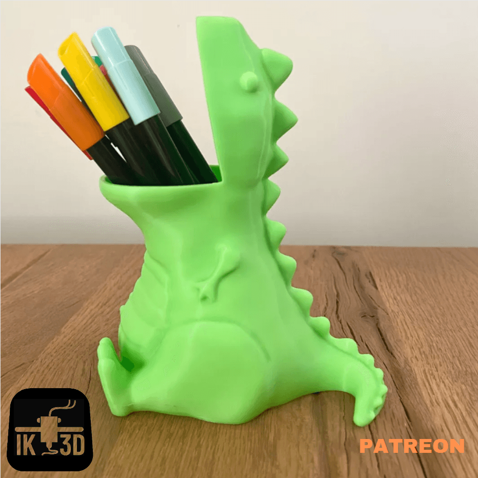 Chubby T-Rex Dinosaur Pencil Holder / Pot / Container 3d model