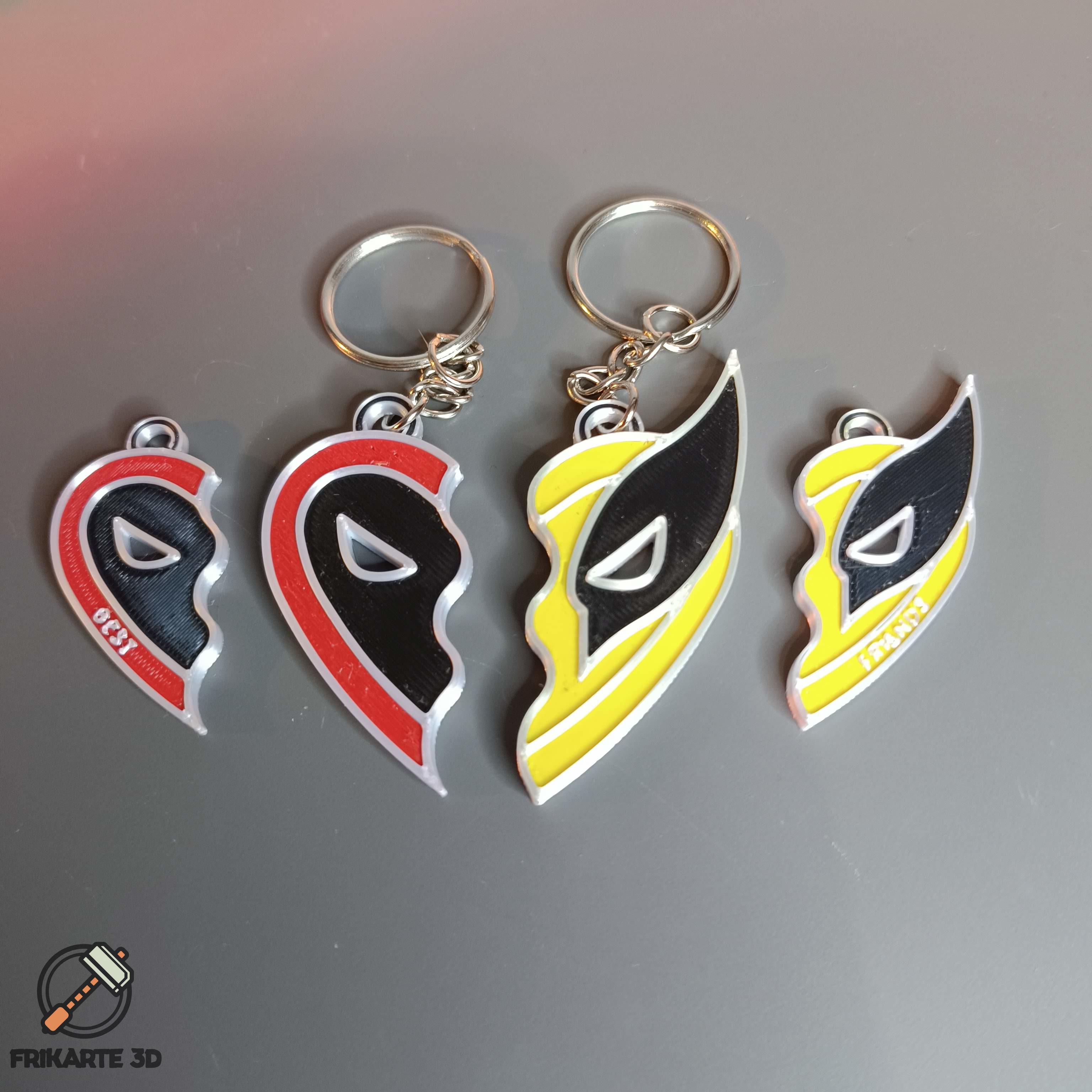 Deadpool & Wolverine Best Friends Heart Necklace/Keychain 3d model