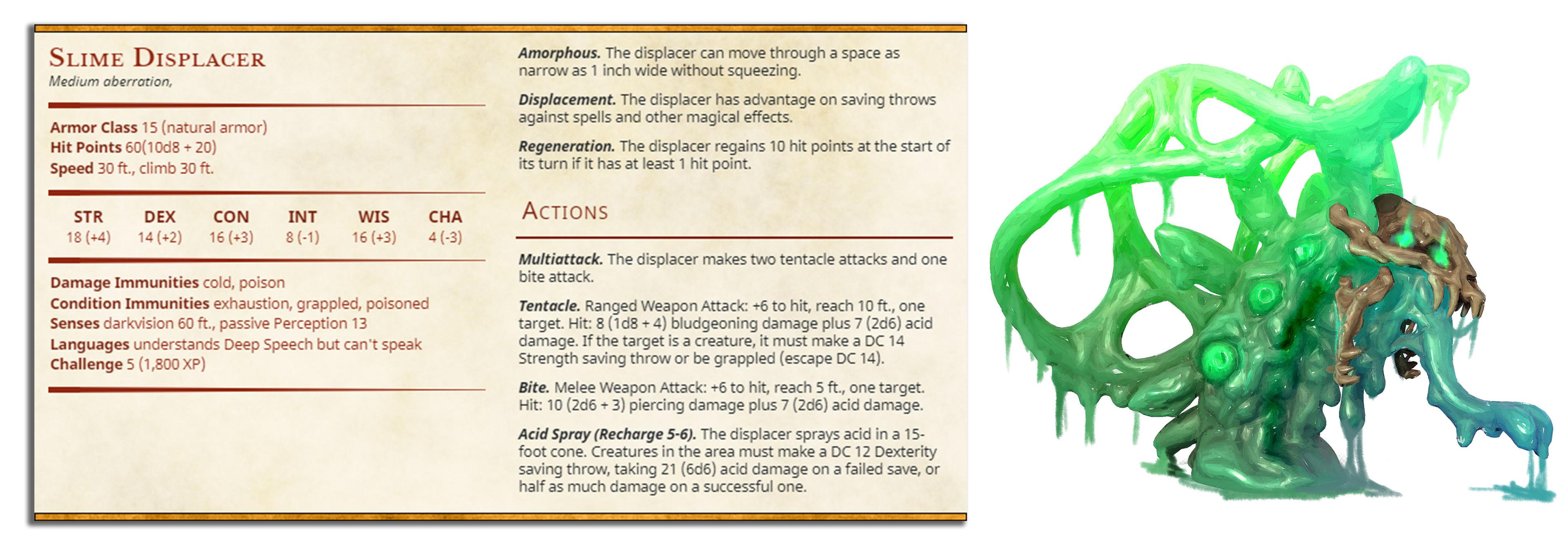 Slime Displacer - The Gelatinous Queen - PRESUPPORTED - Illustrated and Stats - 32mm scale			 3d model