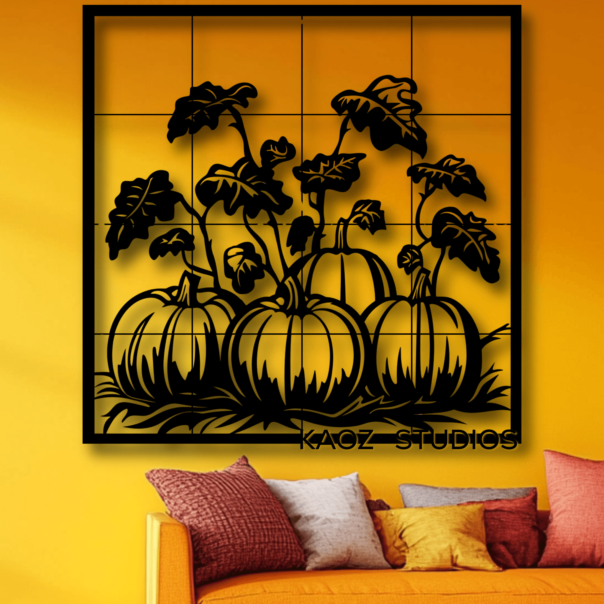 GIANT 3 FOOT Pumpkin Patch wall art Autumn decor Halloween decoration for Fall 3d model