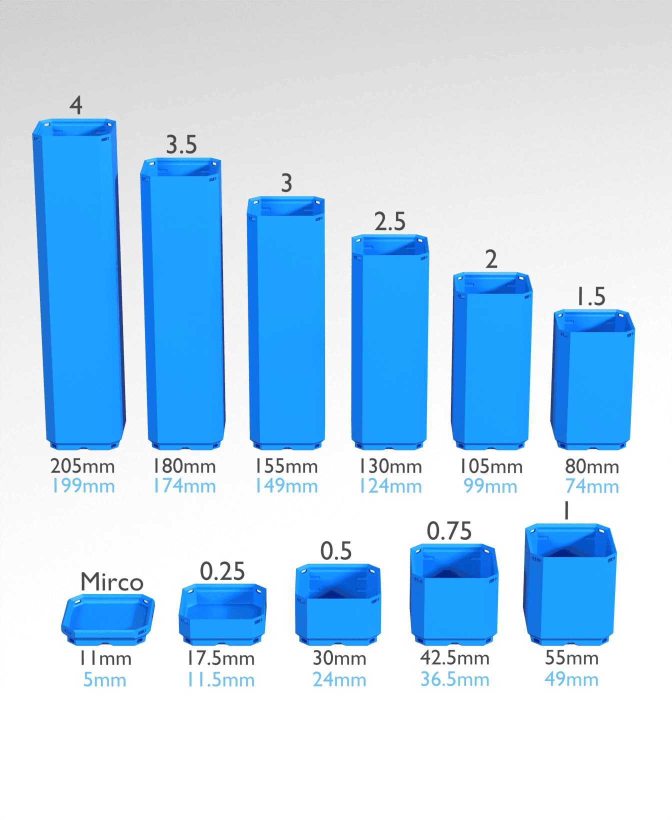 1x1x2.5 - Simple Walls - Multibin Shell 3d model