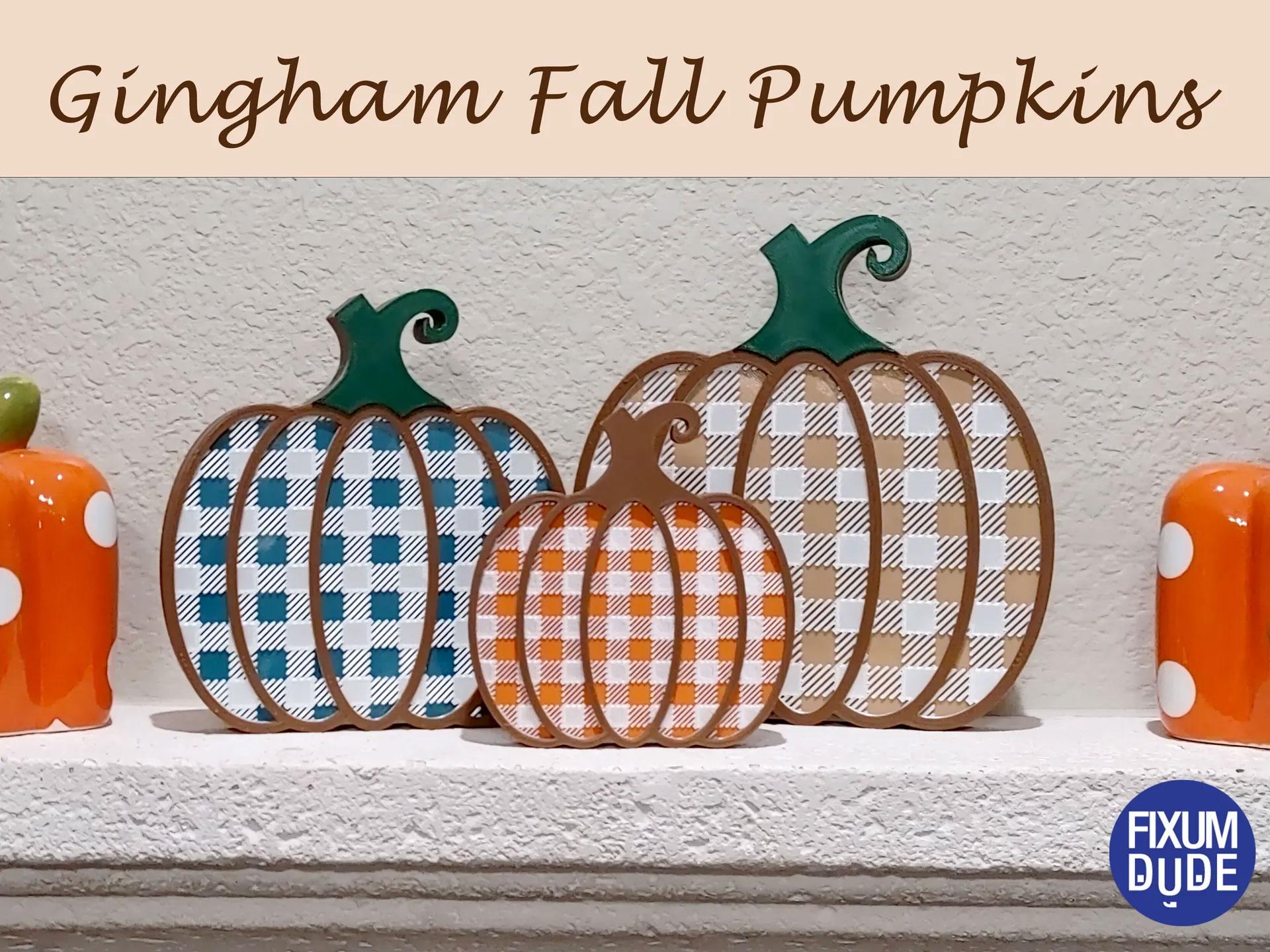 Gingham Pattern Fall Pumpkin Decorations 3d model