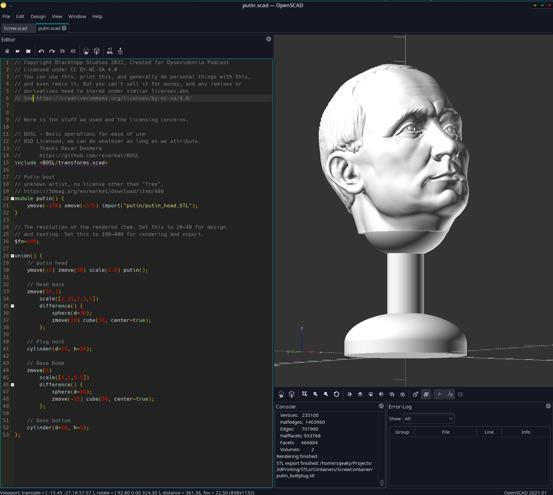 putin buttplug 3d model