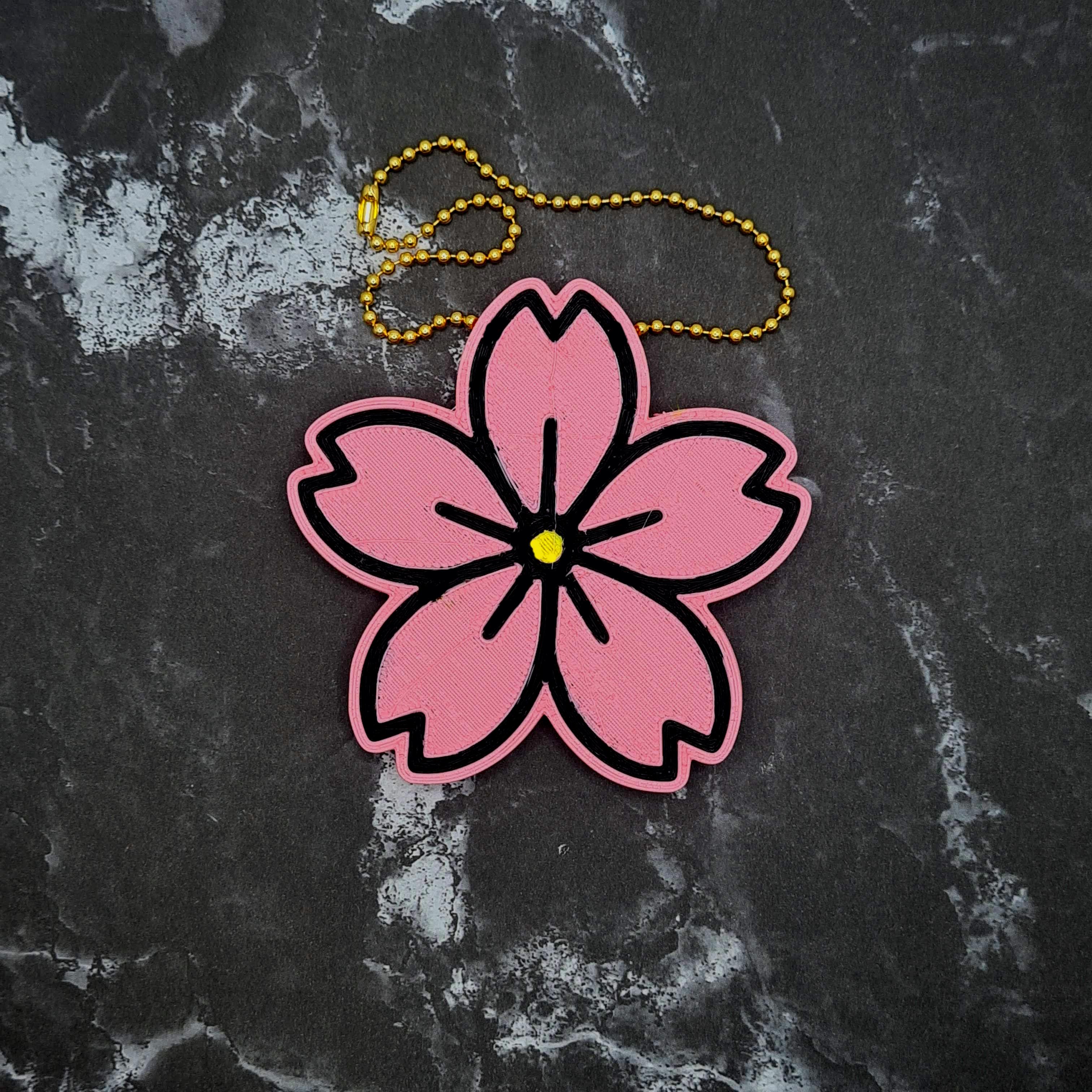 Sakura (Cherry Blossom - with outline) Charm 3d model